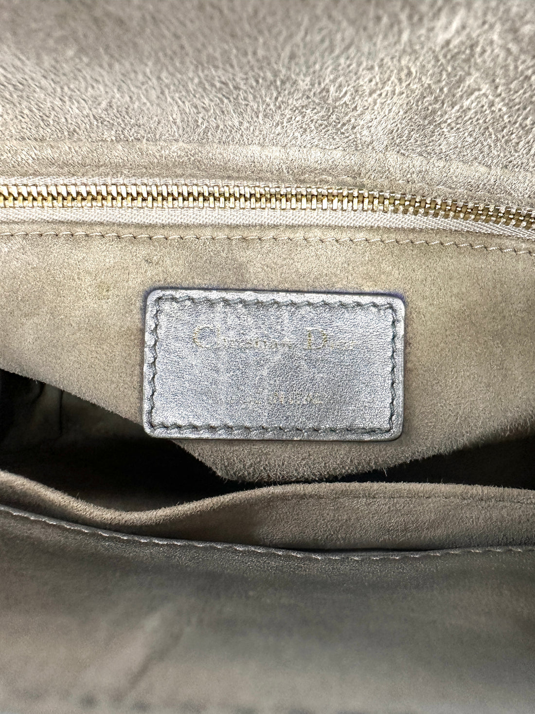 Christian Dior Lady Dior Metallic Silver Cannage Leather Handle Bag DR829