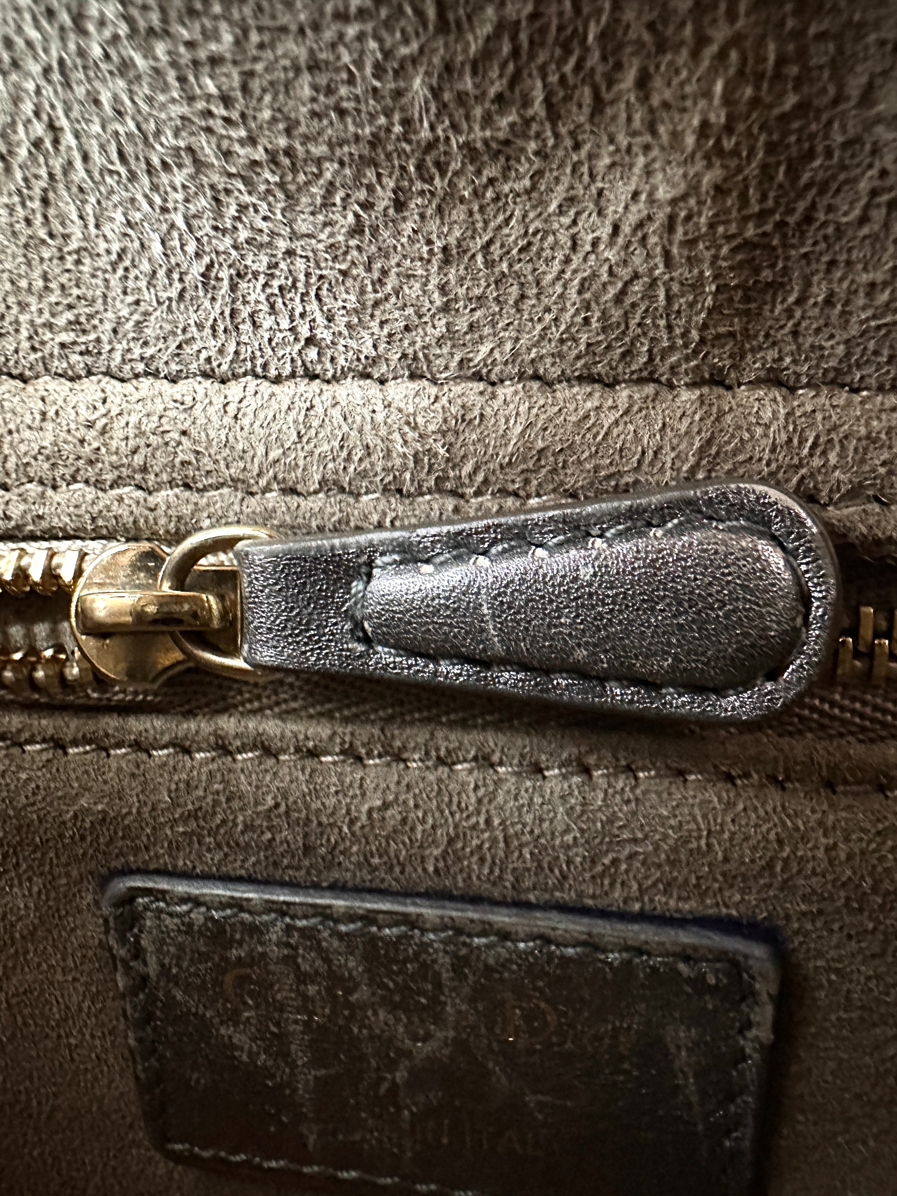 Christian Dior Lady Dior Metallic Silver Cannage Leather Handle Bag DR829
