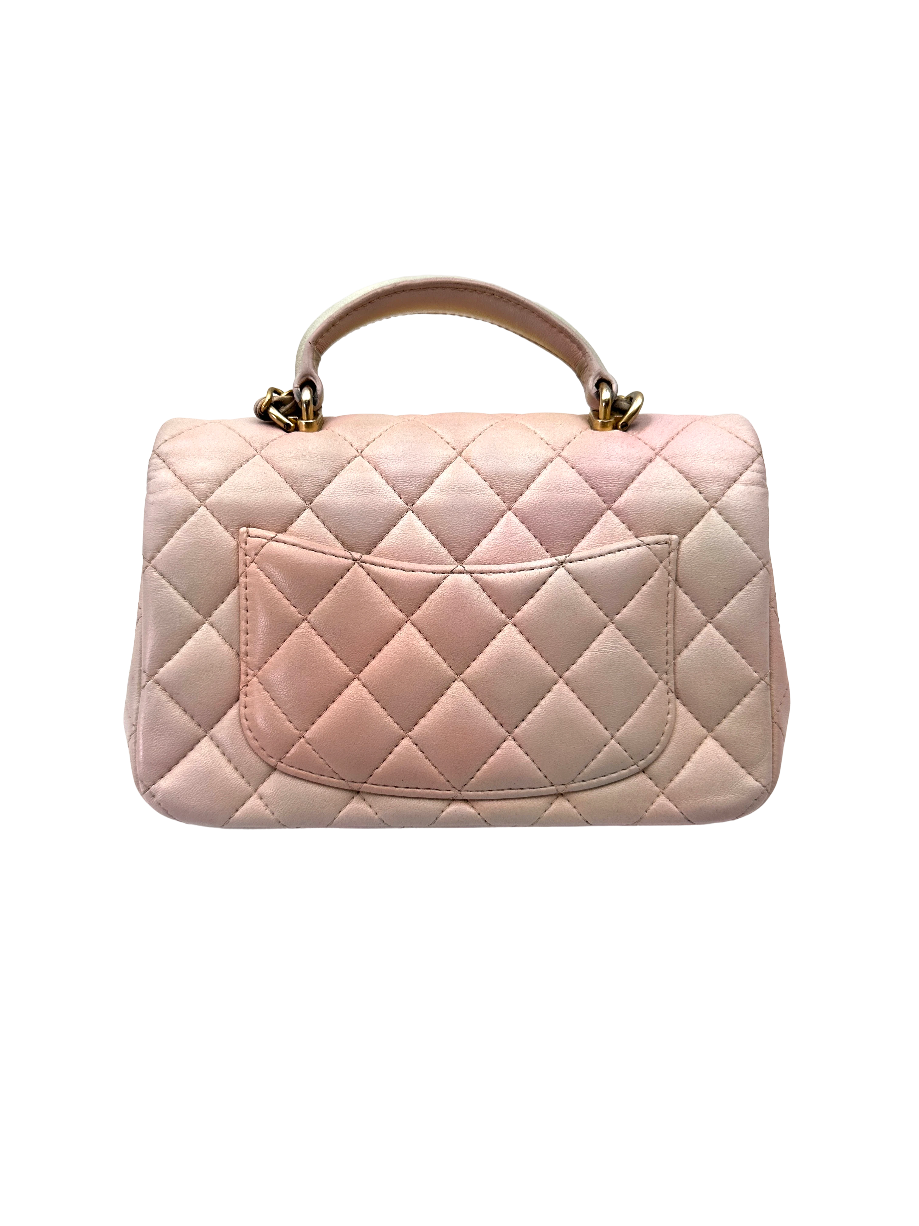 Chanel Classic Flap Pink Quilted Leather Top Handle Bag(X6***U5) CC2288