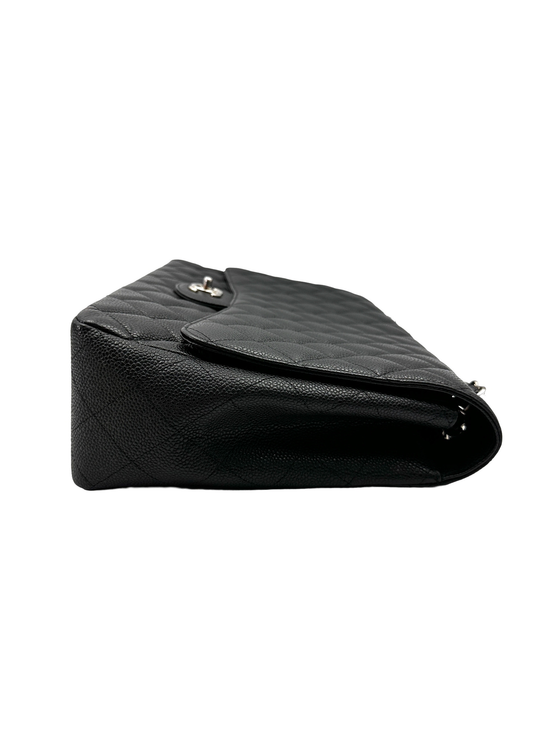 Chanel Classic Flap Black Quilted Leather Maxi Shoulder Bag With Silver Buckle(13***34) CC2292