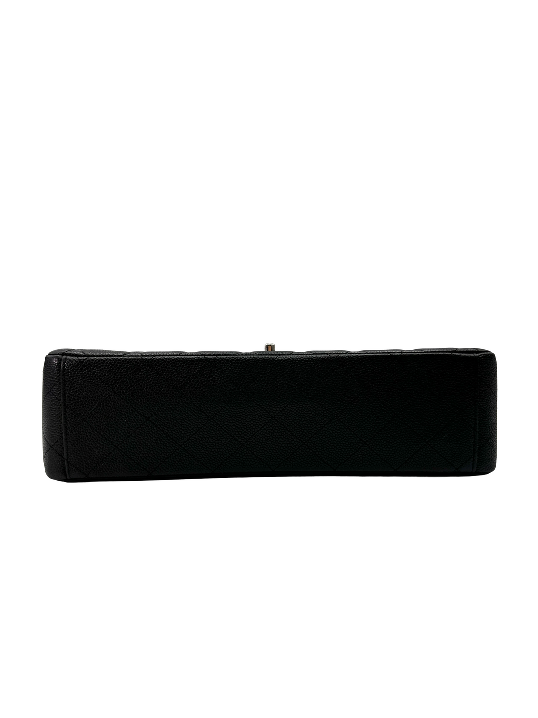 Chanel Classic Flap Black Quilted Leather Maxi Shoulder Bag With Silver Buckle(13***34) CC2292