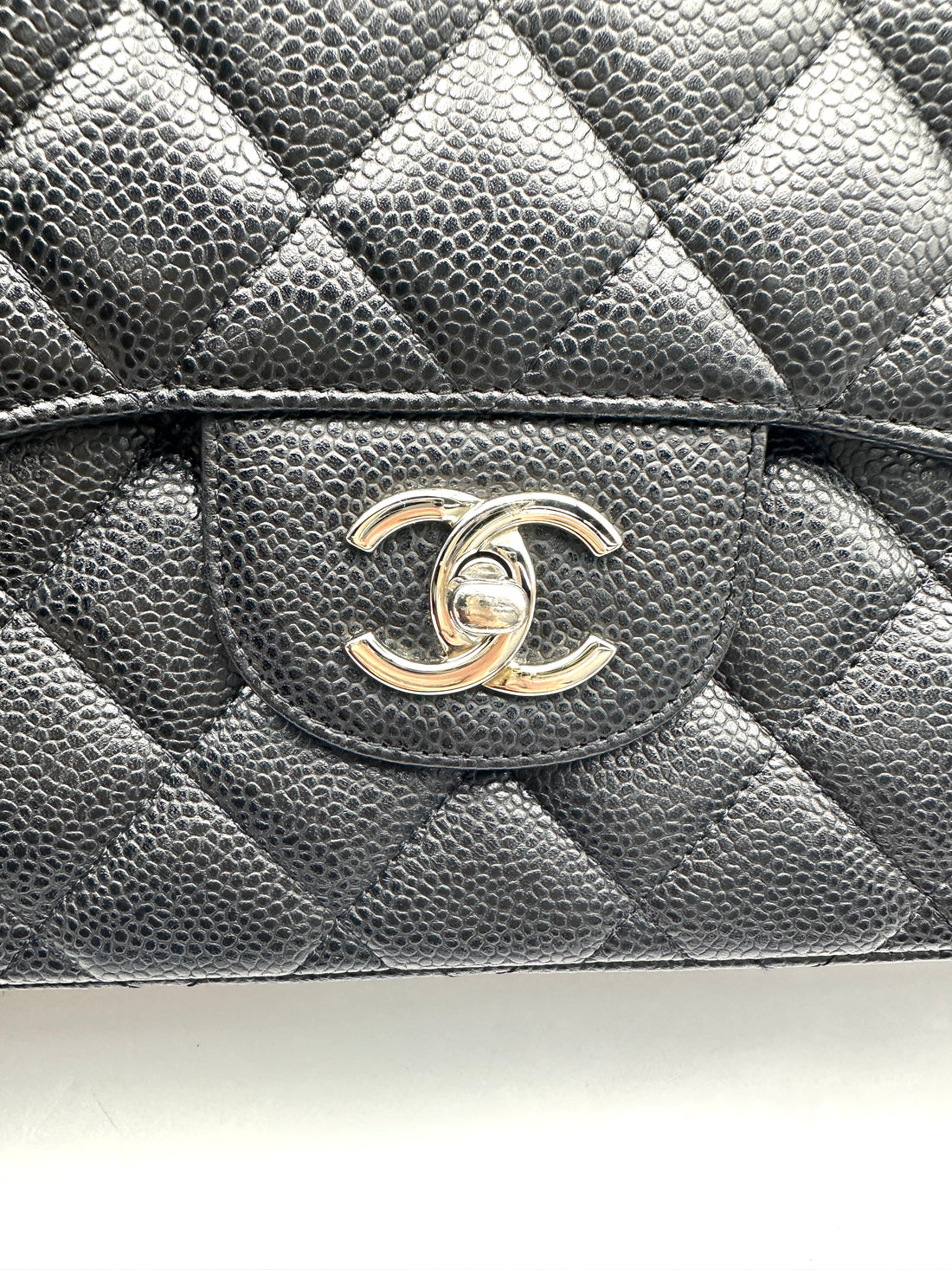 Chanel Classic Flap Black Quilted Leather Maxi Shoulder Bag With Silver Buckle(13***34) CC2292