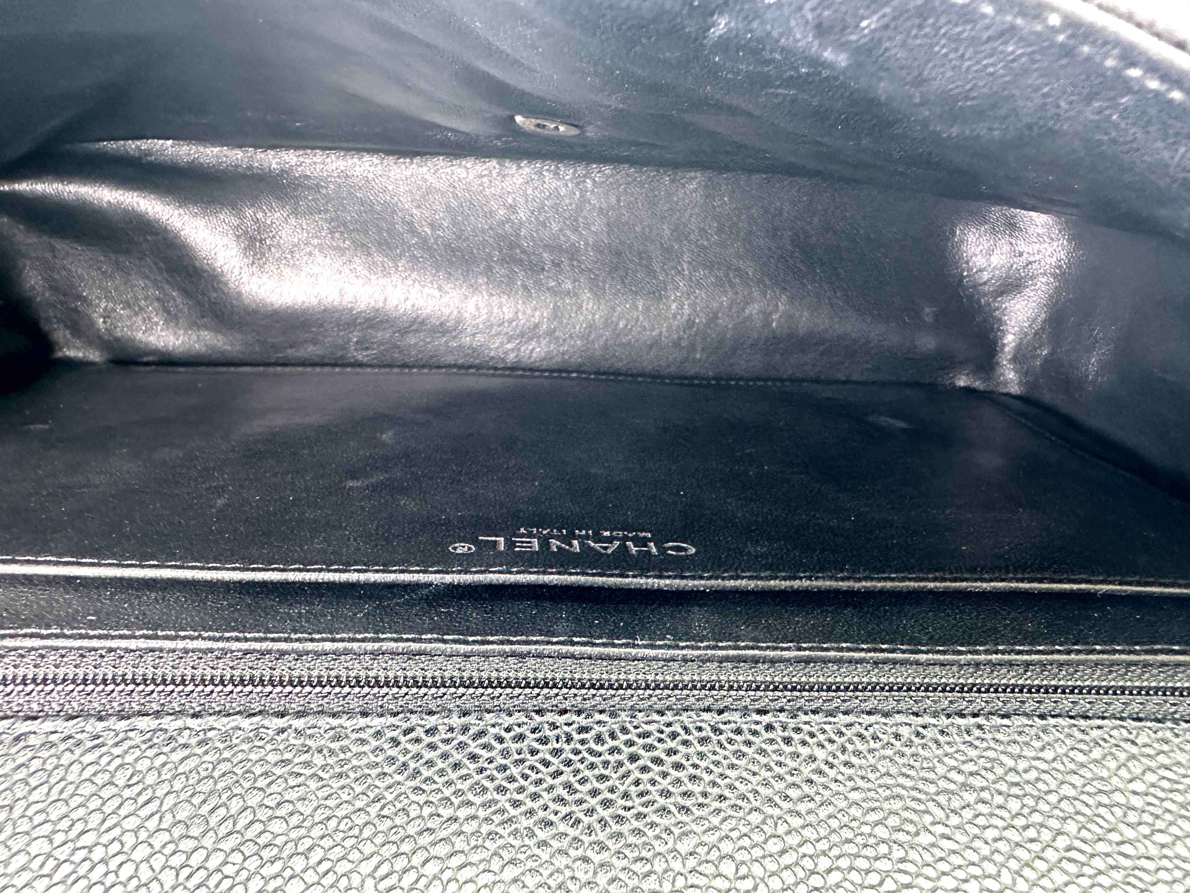 Chanel Classic Flap Black Quilted Leather Maxi Shoulder Bag With Silver Buckle(13***34) CC2292