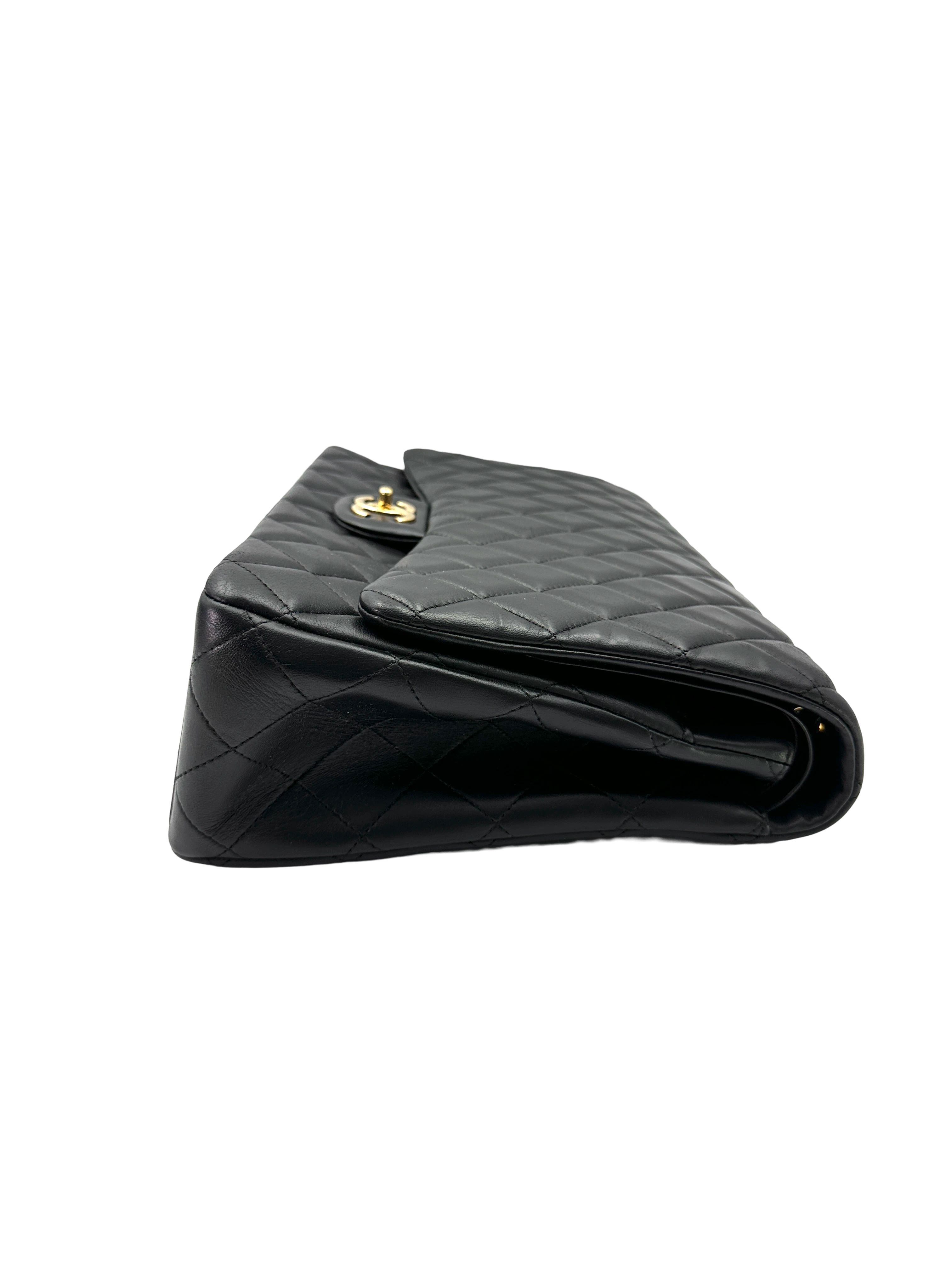 Chanel Classic Flap Black Quilted Lambskin Maxi Shoulder Bag With Gold Buckle(15***73) CC2291