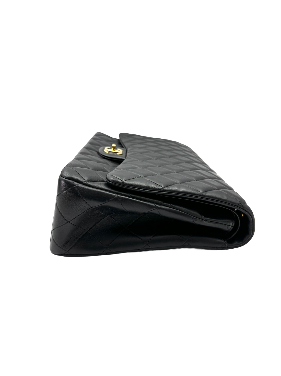 Chanel Classic Flap Black Quilted Lambskin Maxi Shoulder Bag With Gold Buckle(15***73) CC2291
