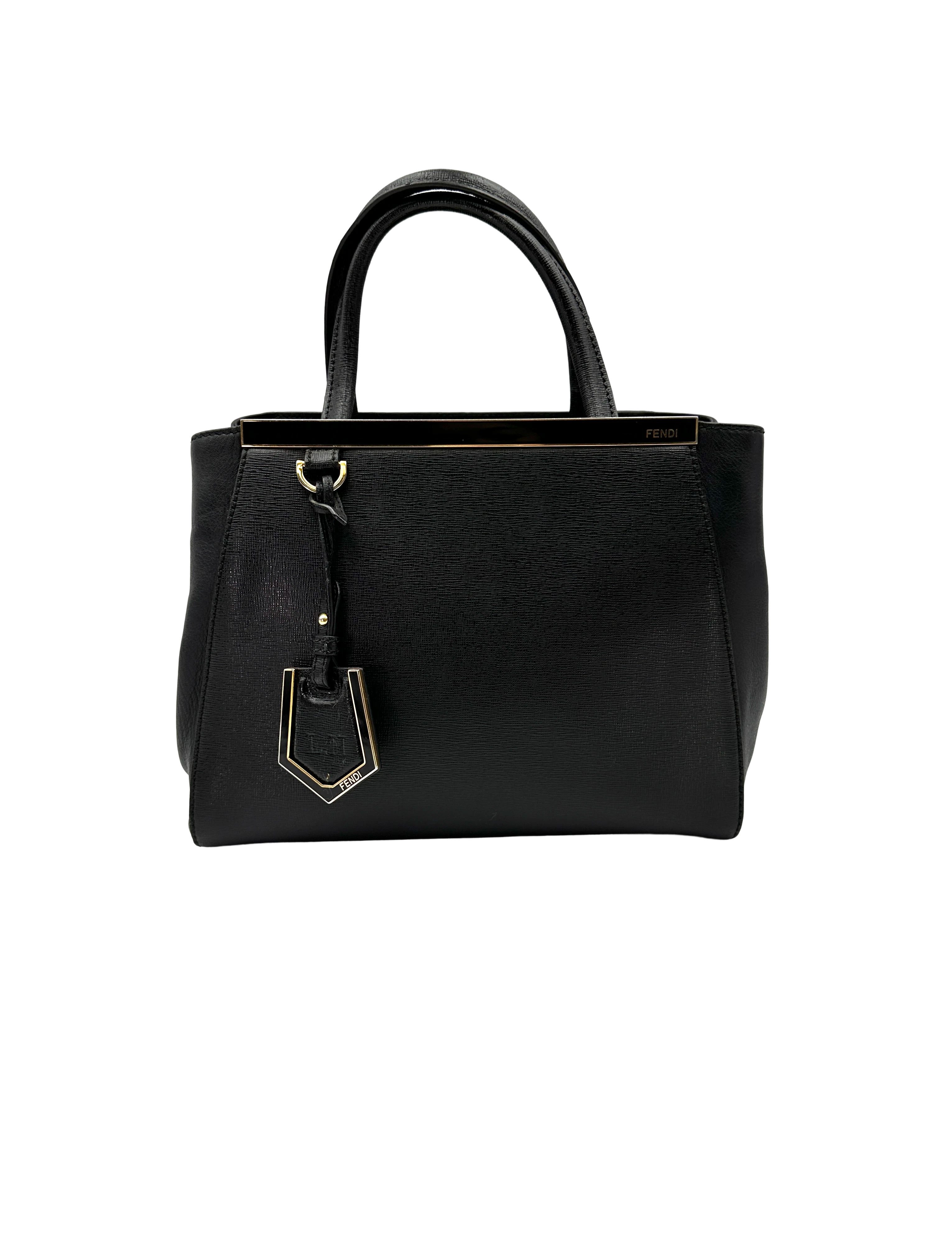 Fendi 2Jours Black Leather Handle Bag FF128