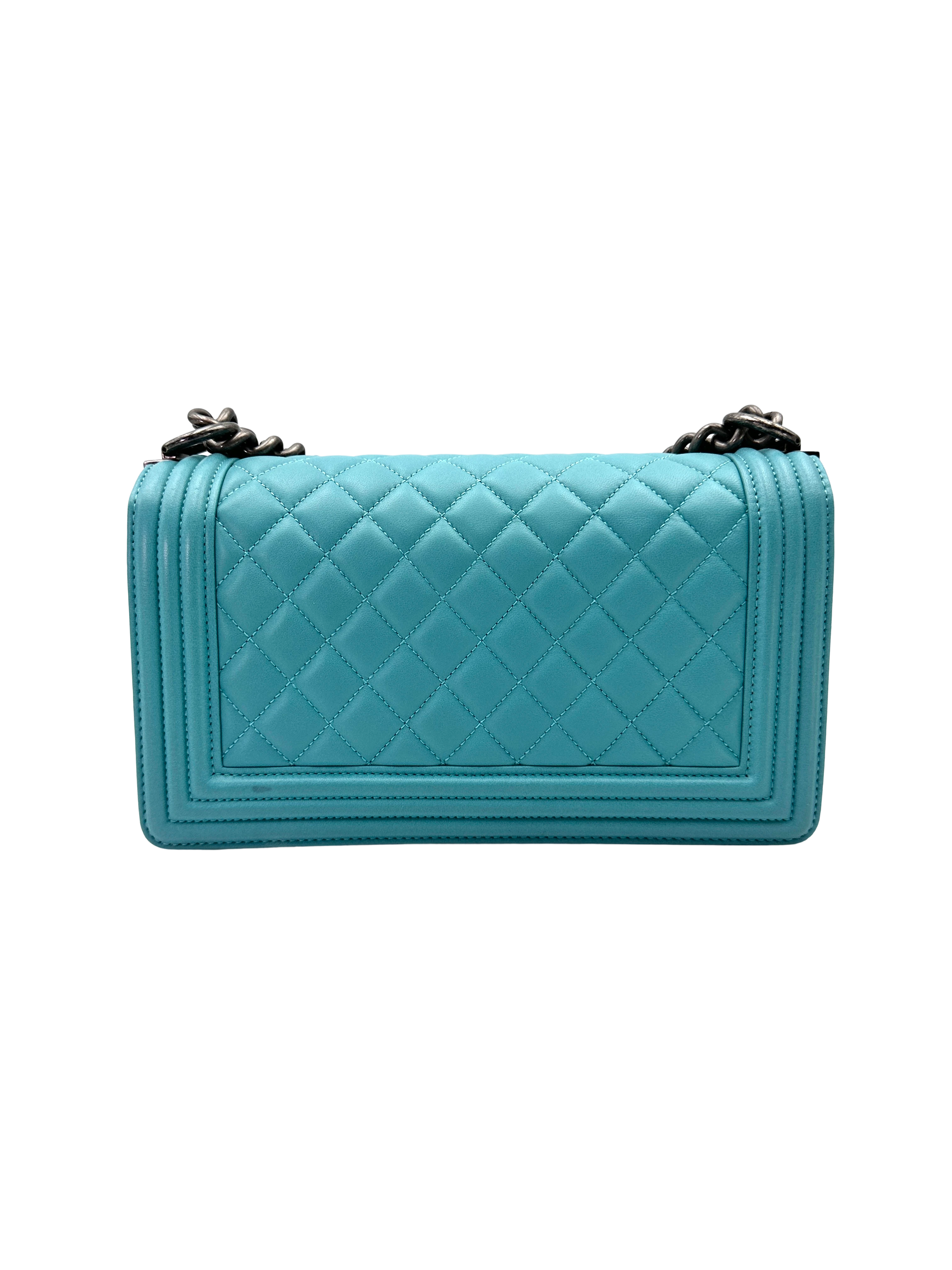 Chanel LeBoy Blue Quilted Leather Medium Size Flap Bag With Silver Buckle(19***93) CC2294
