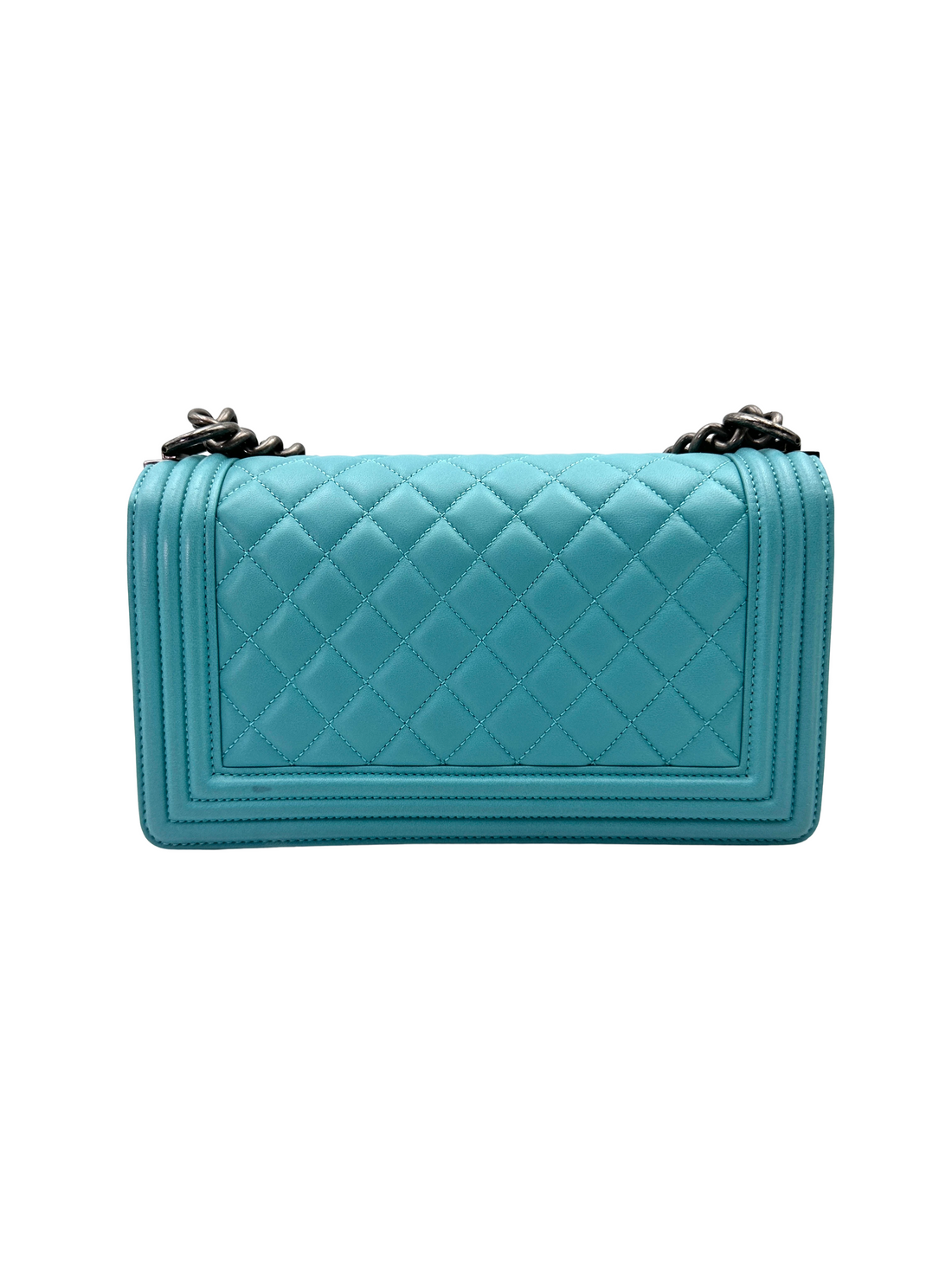 Chanel LeBoy Blue Quilted Leather Medium Size Flap Bag With Silver Buckle(19***93) CC2294