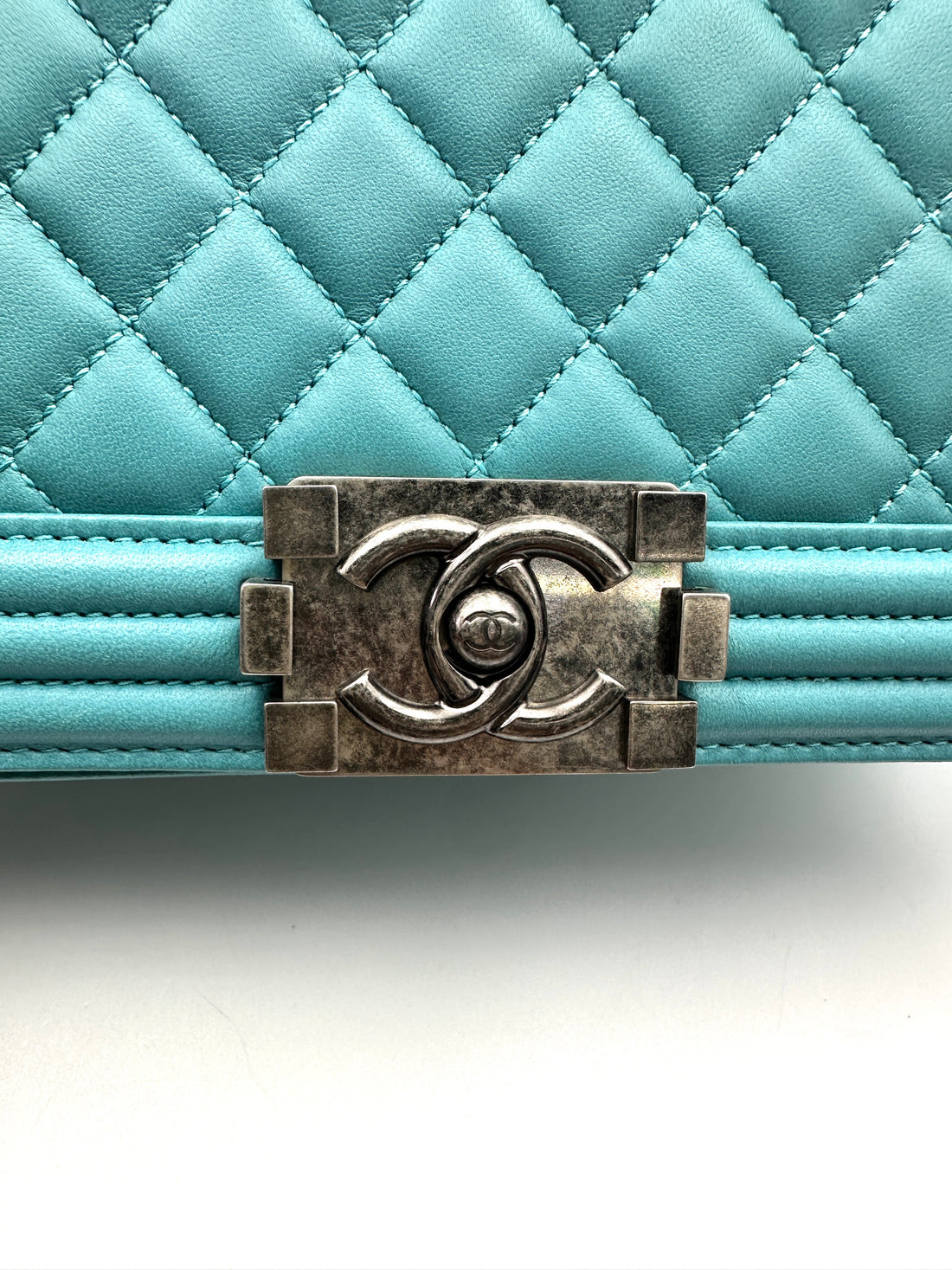 Chanel LeBoy Blue Quilted Leather Medium Size Flap Bag With Silver Buckle(19***93) CC2294