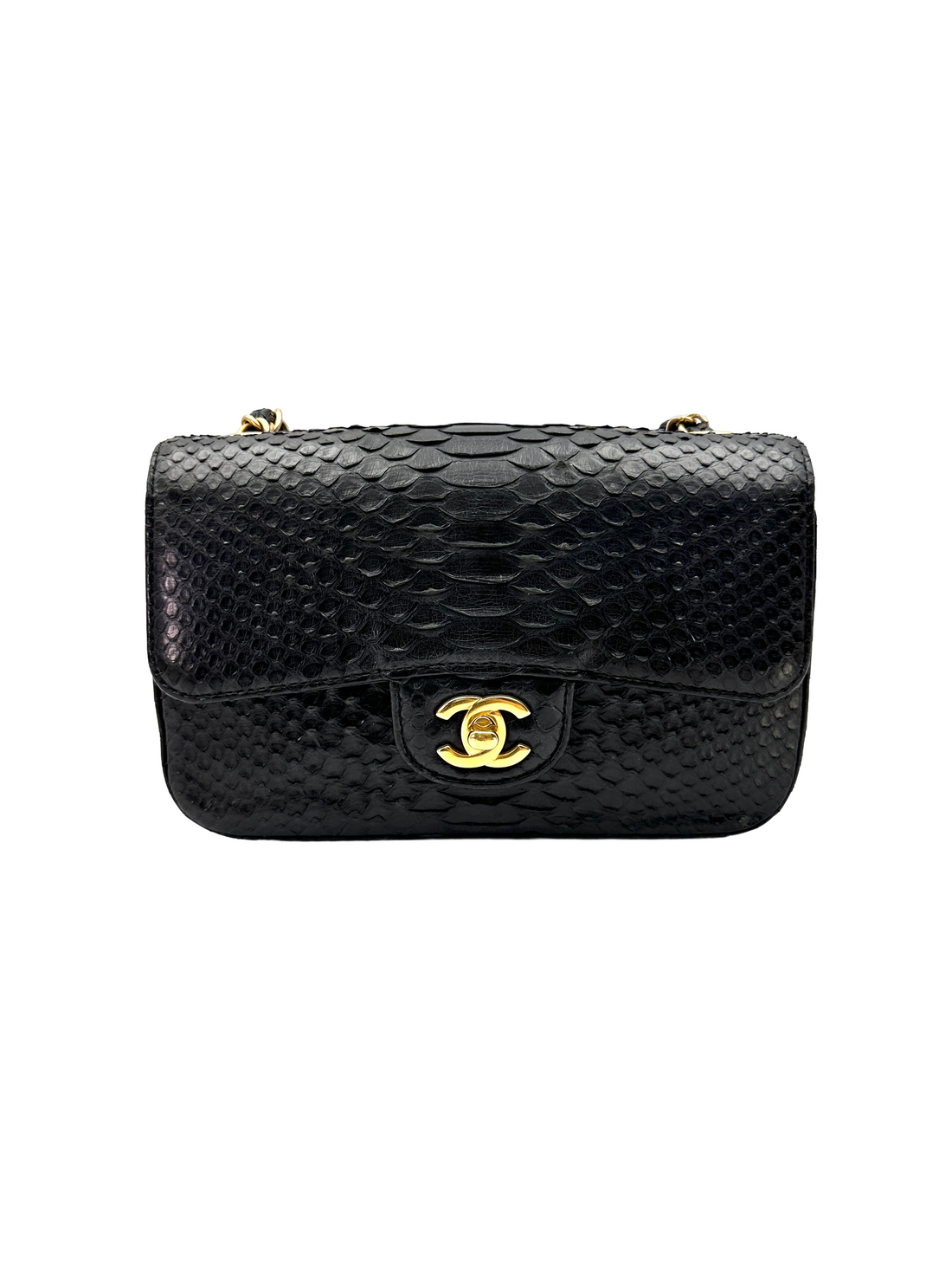 Chanel Classic Flap Black Python Leather Shoulder Bag(25***72) CC2301