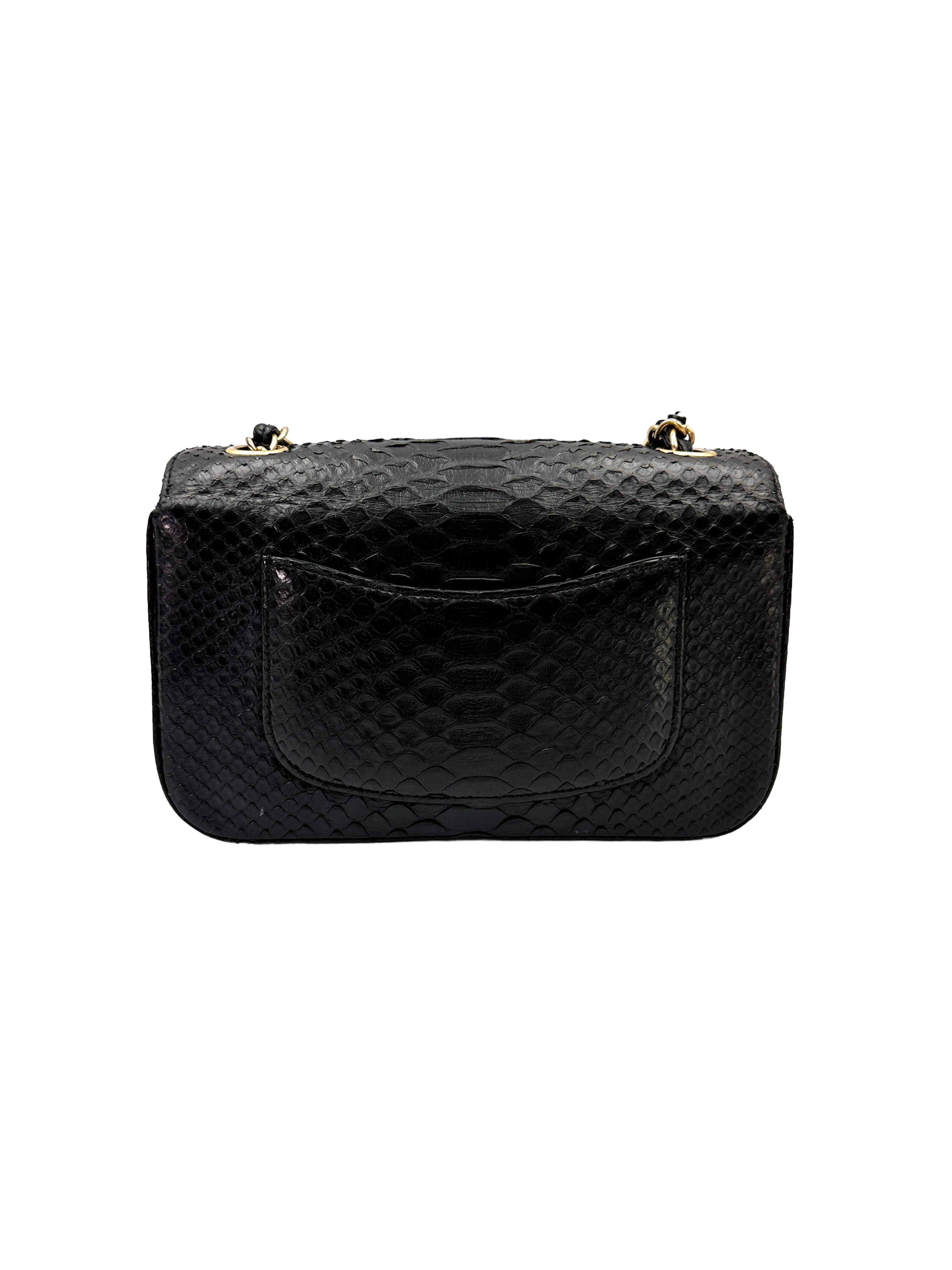 Chanel Classic Flap Black Python Leather Shoulder Bag(25***72) CC2301