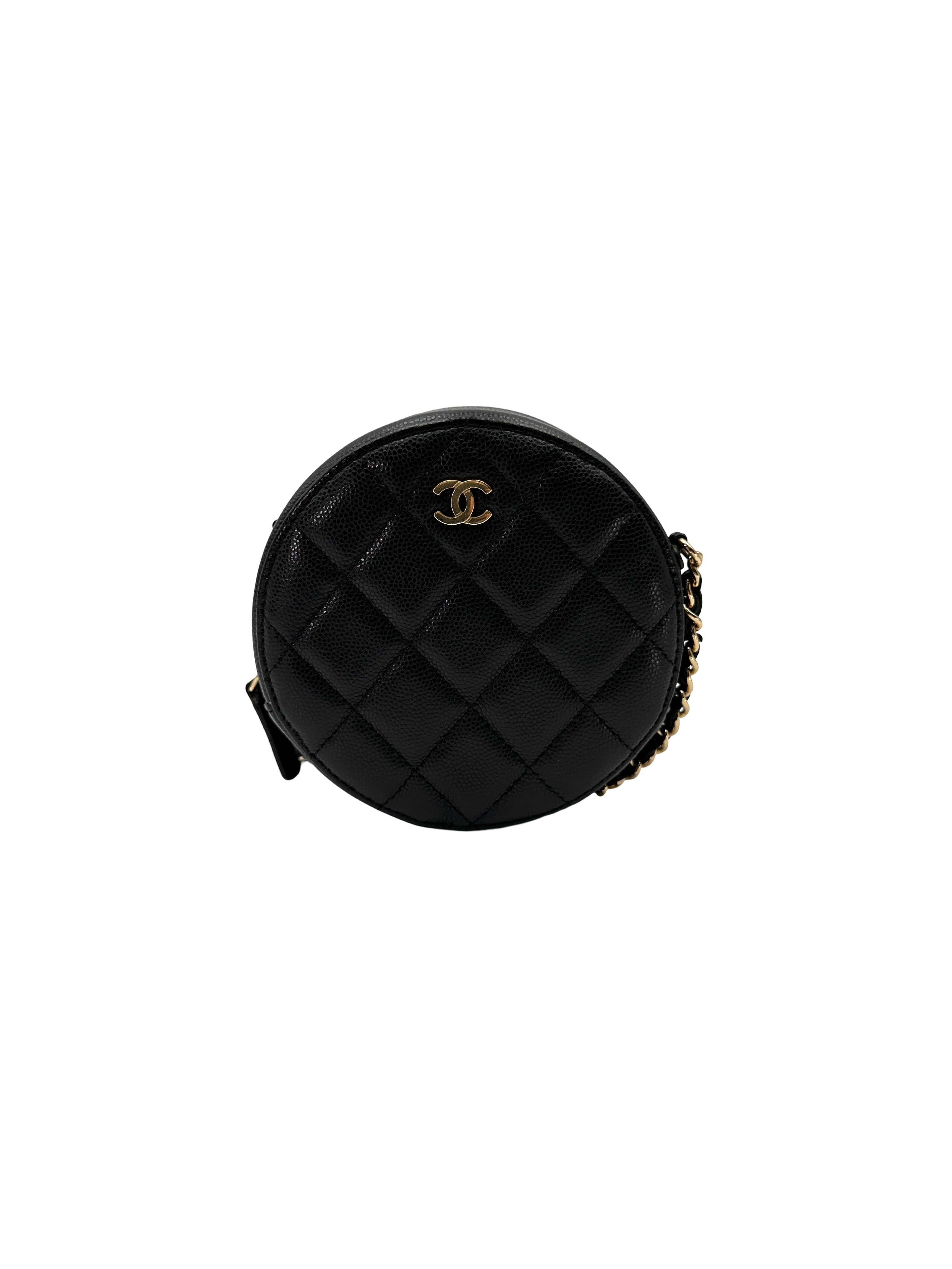 Chanel Black Quilted Leather Round Clutch(29***04) CC2295