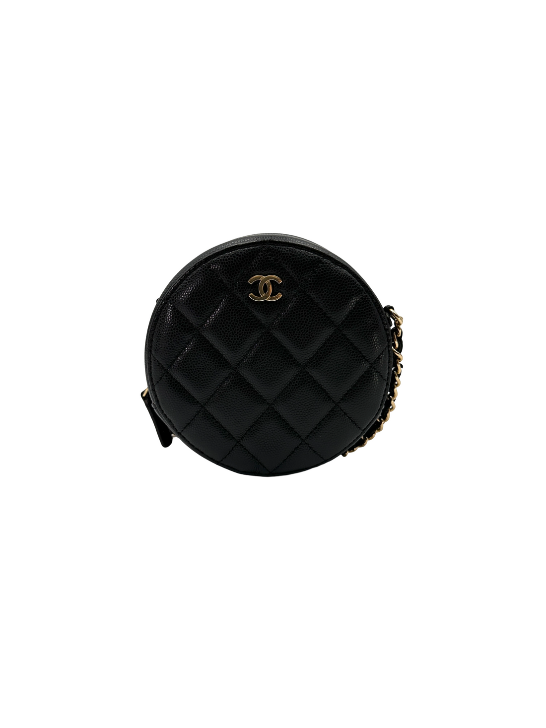 Chanel Black Quilted Leather Round Clutch(29***04) CC2295