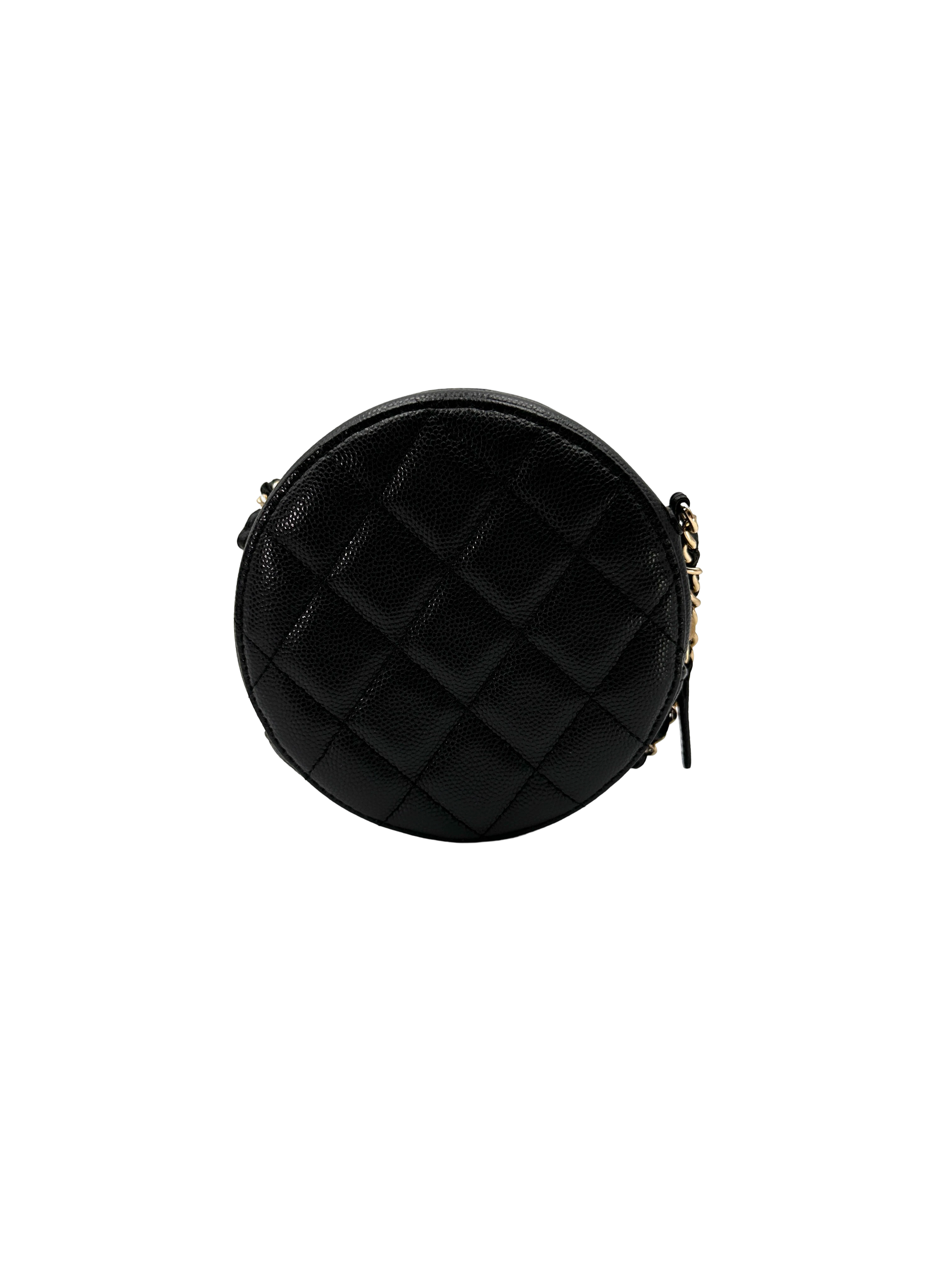 Chanel Black Quilted Leather Round Clutch(29***04) CC2295