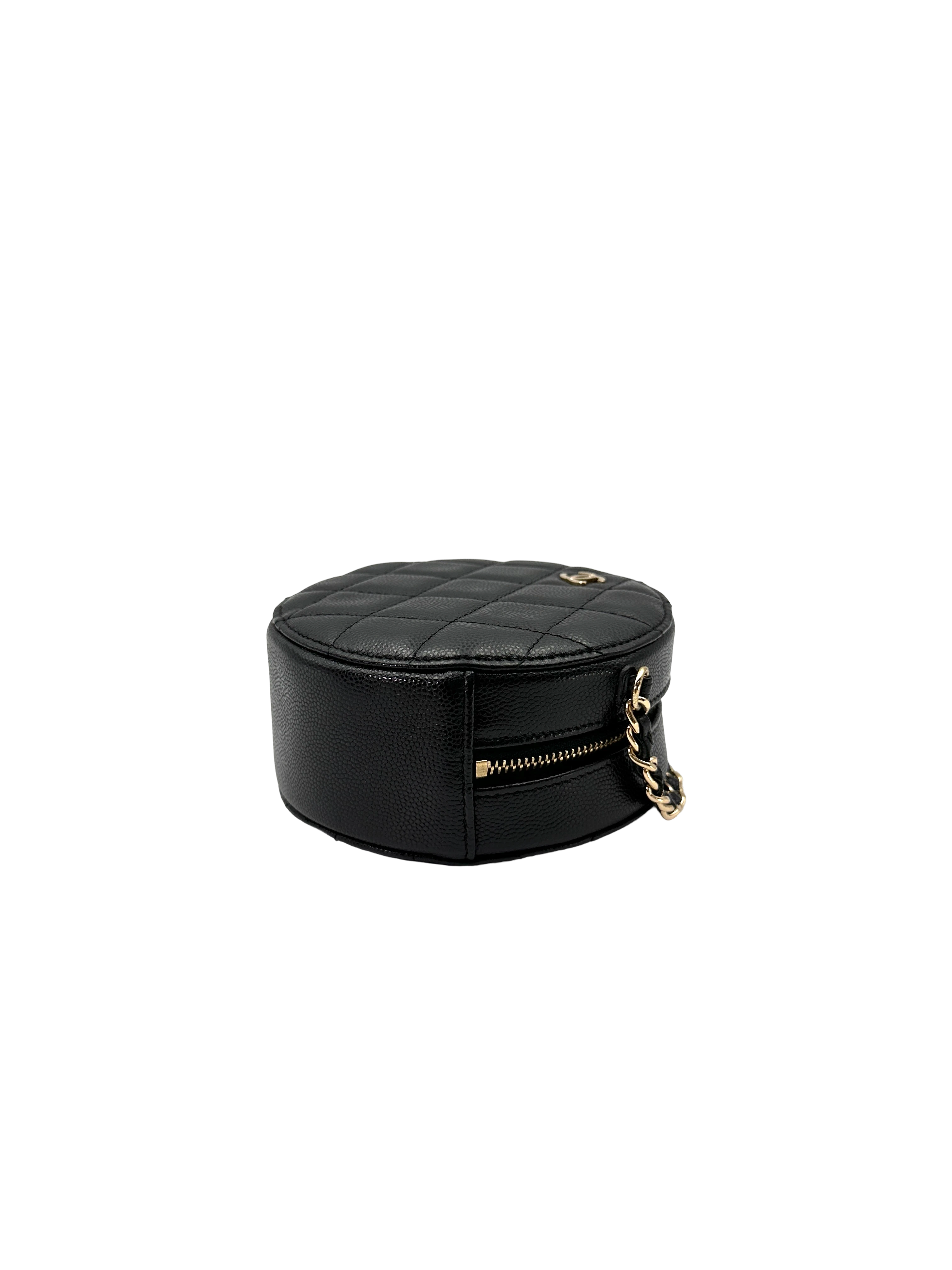 Chanel Black Quilted Leather Round Clutch(29***04) CC2295