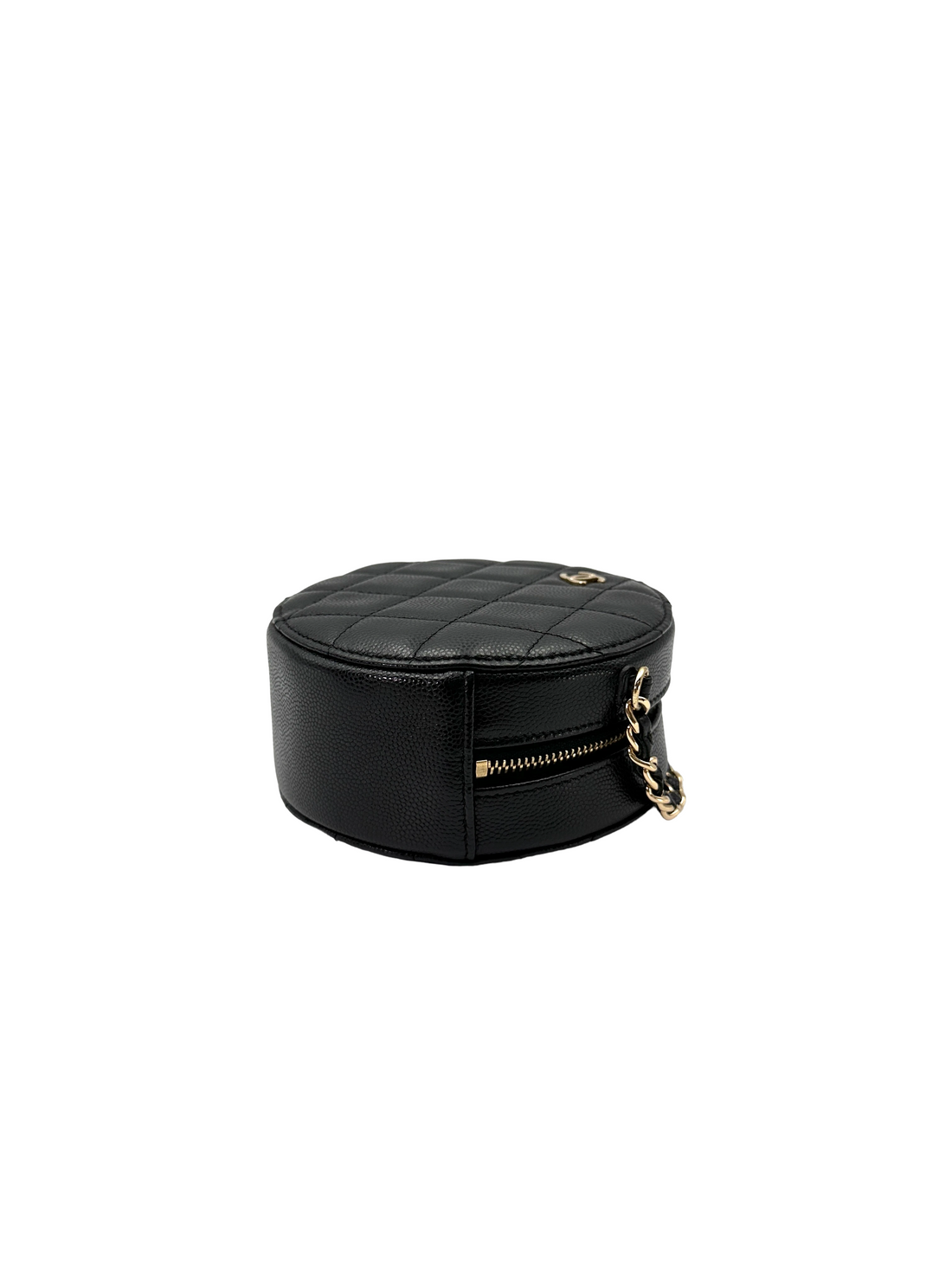 Chanel Black Quilted Leather Round Clutch(29***04) CC2295
