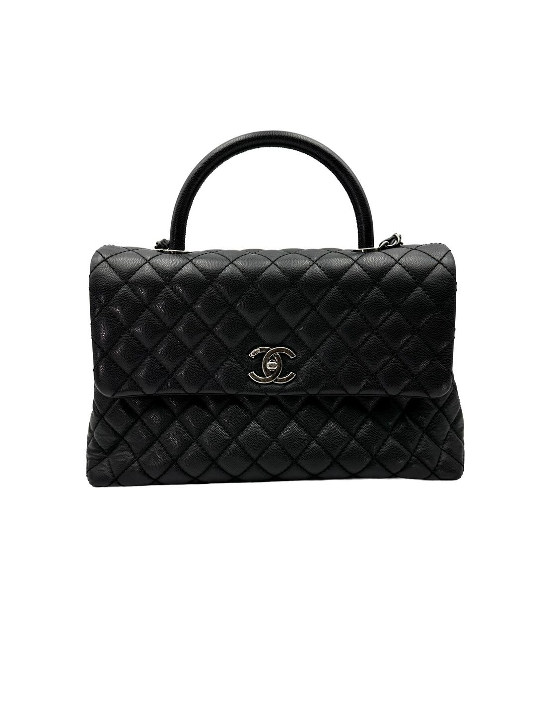Chanel CoCo Handle Black Quilted Leather Large Size Shoulder Bag(22***55) CC2297