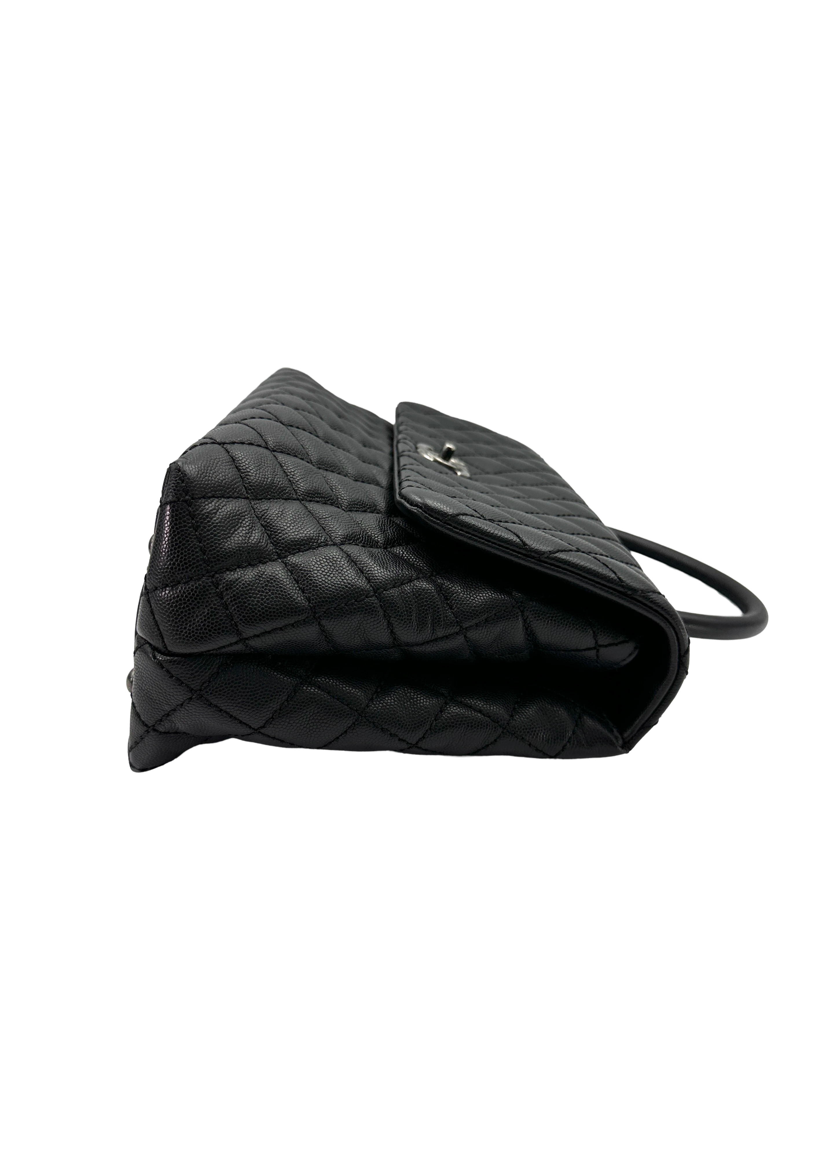 Chanel CoCo Handle Black Quilted Leather Large Size Shoulder Bag(22***55) CC2297