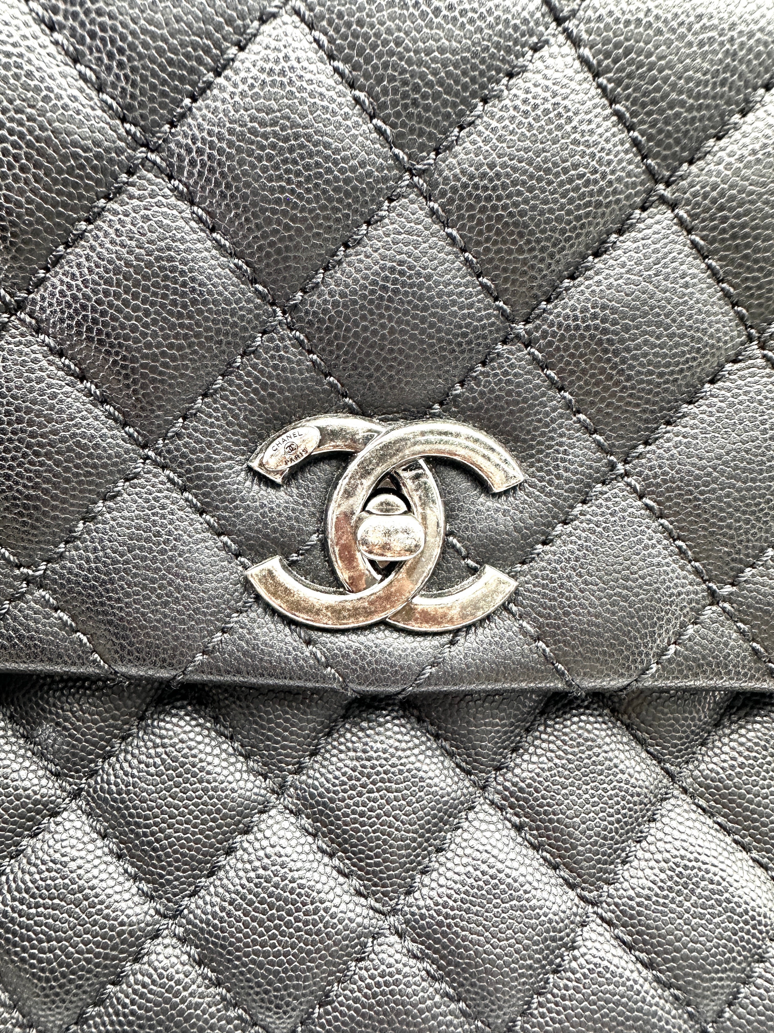 Chanel CoCo Handle Black Quilted Leather Large Size Shoulder Bag(22***55) CC2297