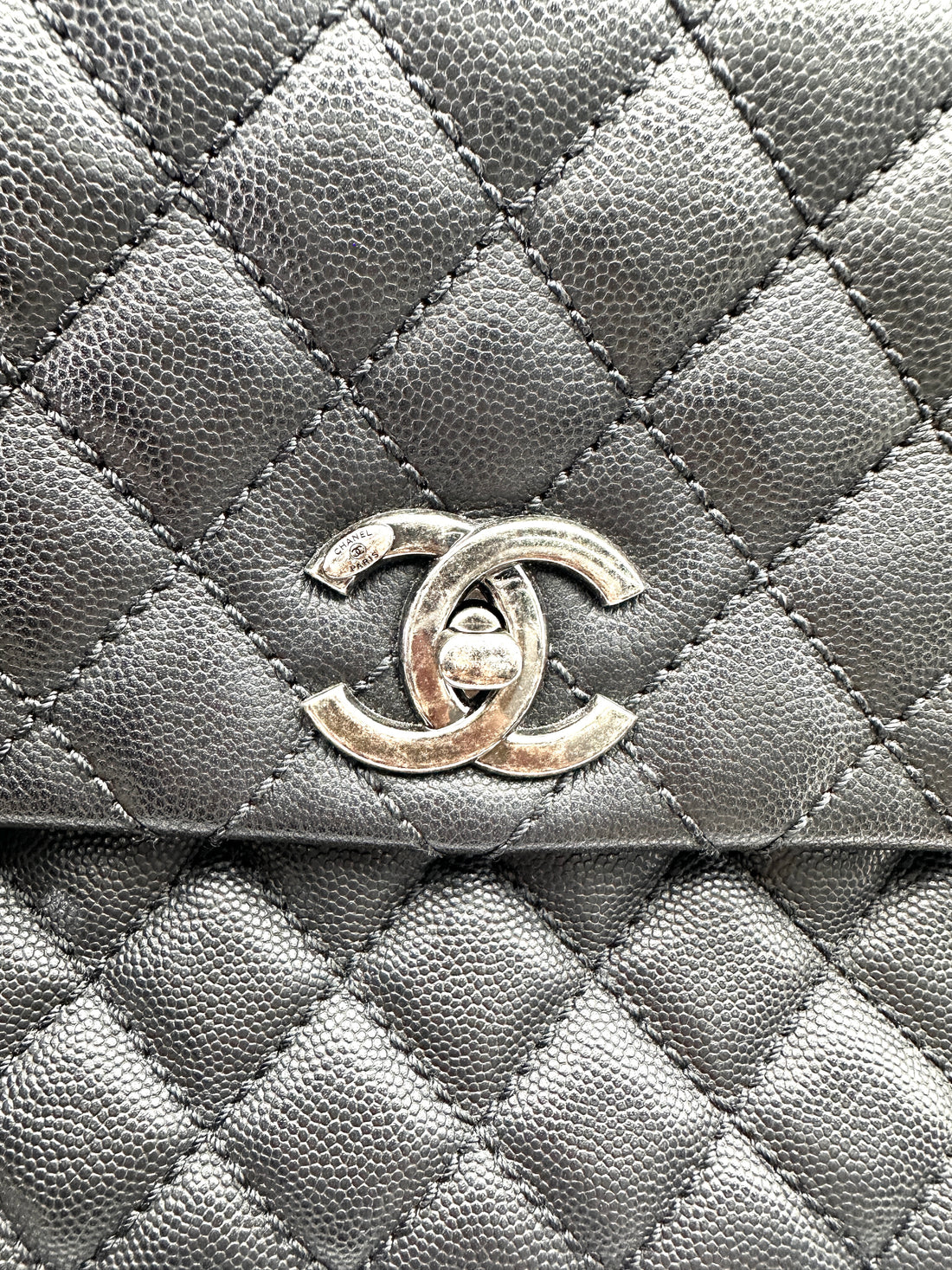 Chanel CoCo Handle Black Quilted Leather Large Size Shoulder Bag(22***55) CC2297