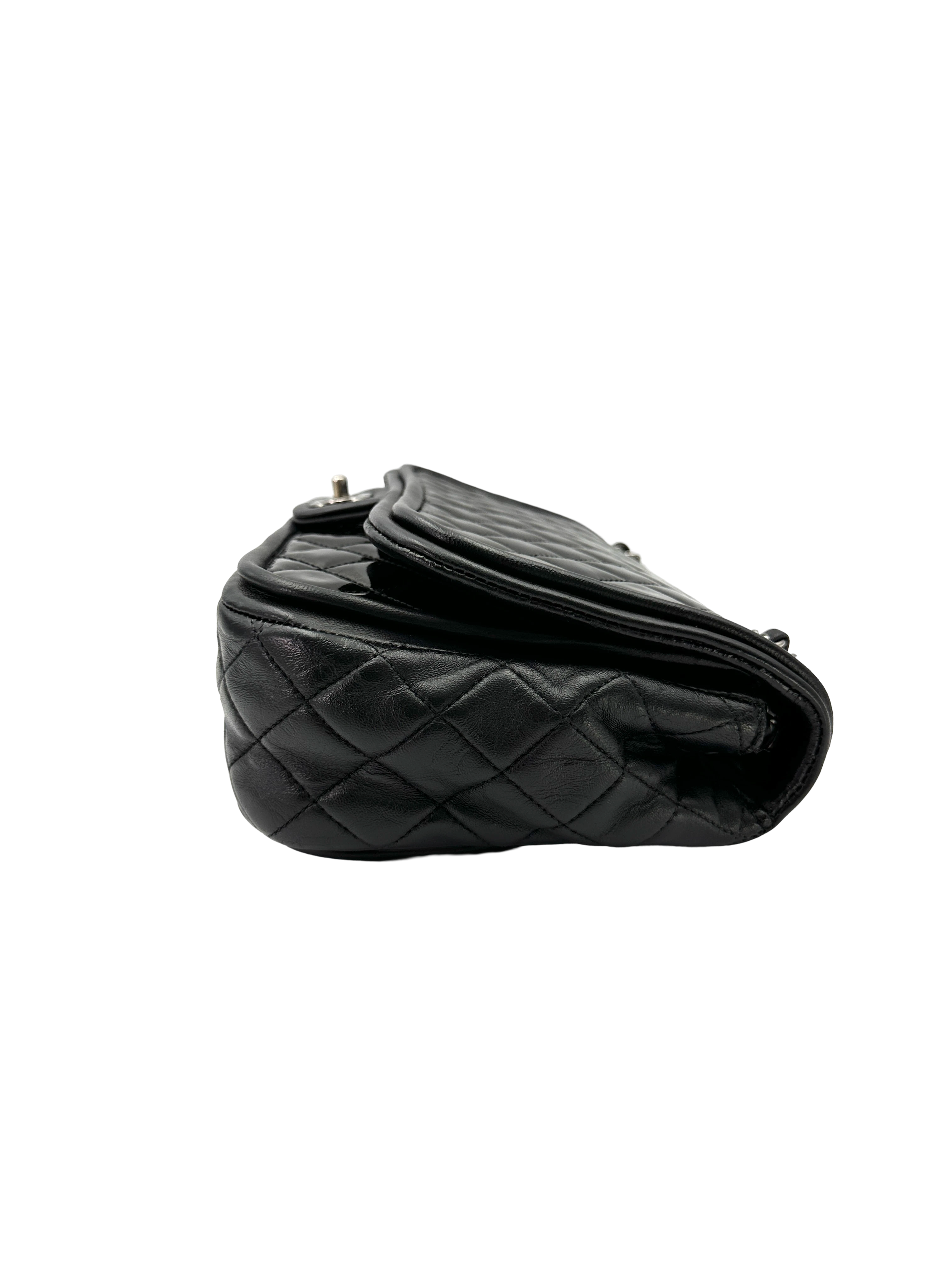 Chanel Classic Flap Black Quilted Patent Leather Medium Size Shoulder Bag(18***35) CC2298