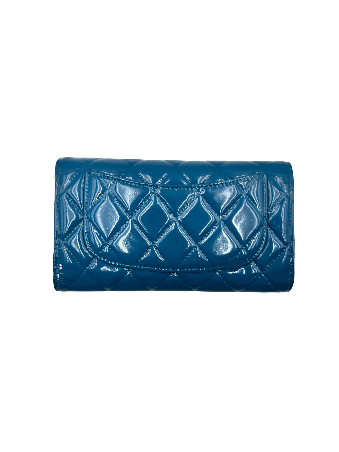 Chanel Blue Quilted Patent Leather Long Wallet(19***43) CC2296