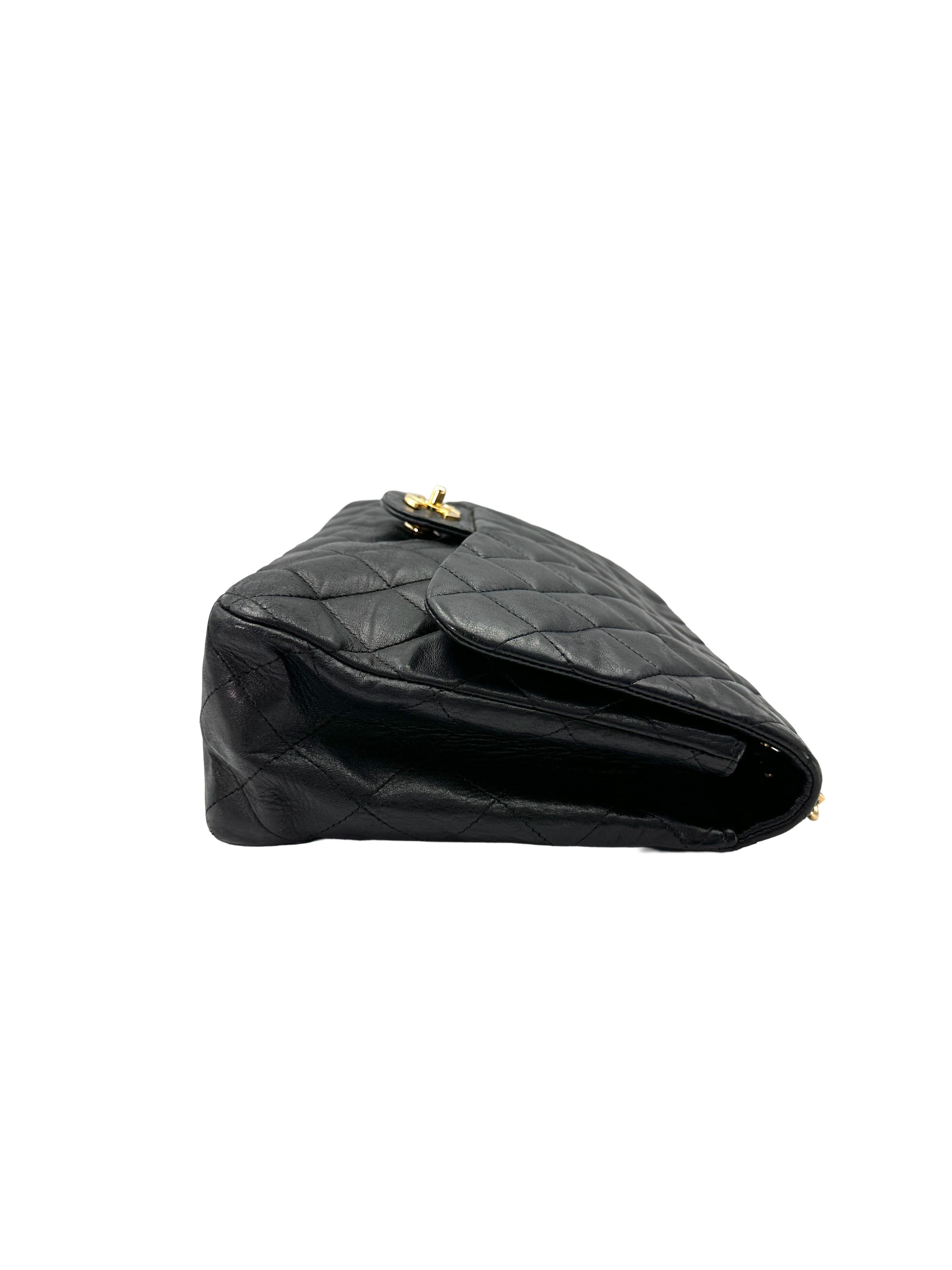 Chanel Classic Flap Black Quilted Lambskin Jumbo Shoulder Bag With Gold Buckle(12***12) CC2300