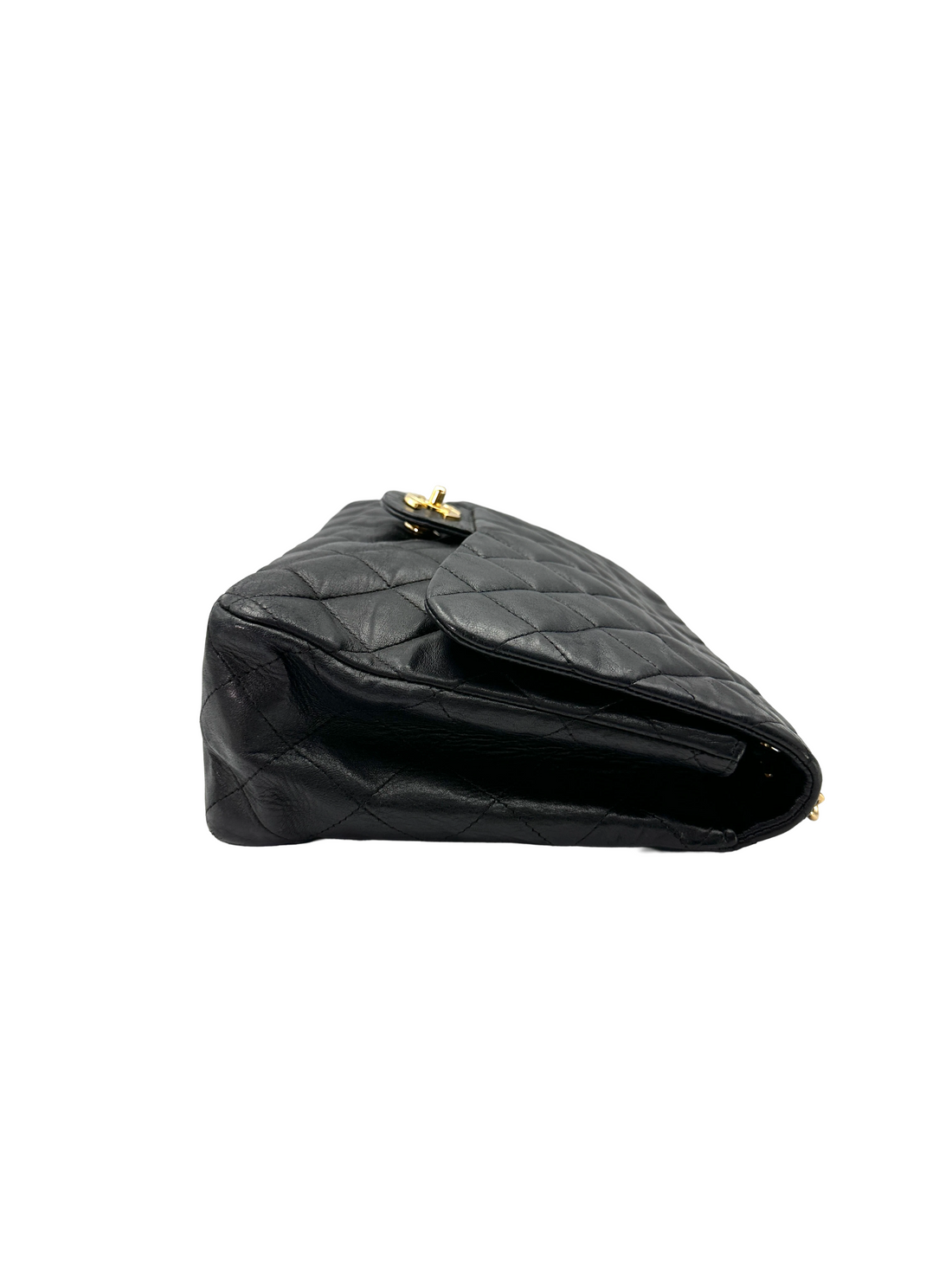 Chanel Classic Flap Black Quilted Lambskin Jumbo Shoulder Bag With Gold Buckle(12***12) CC2300