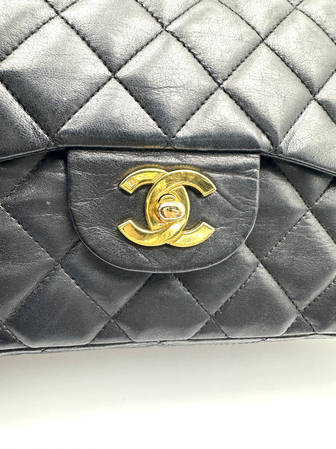 Chanel Classic Flap Black Quilted Lambskin Jumbo Shoulder Bag With Gold Buckle(12***12) CC2300