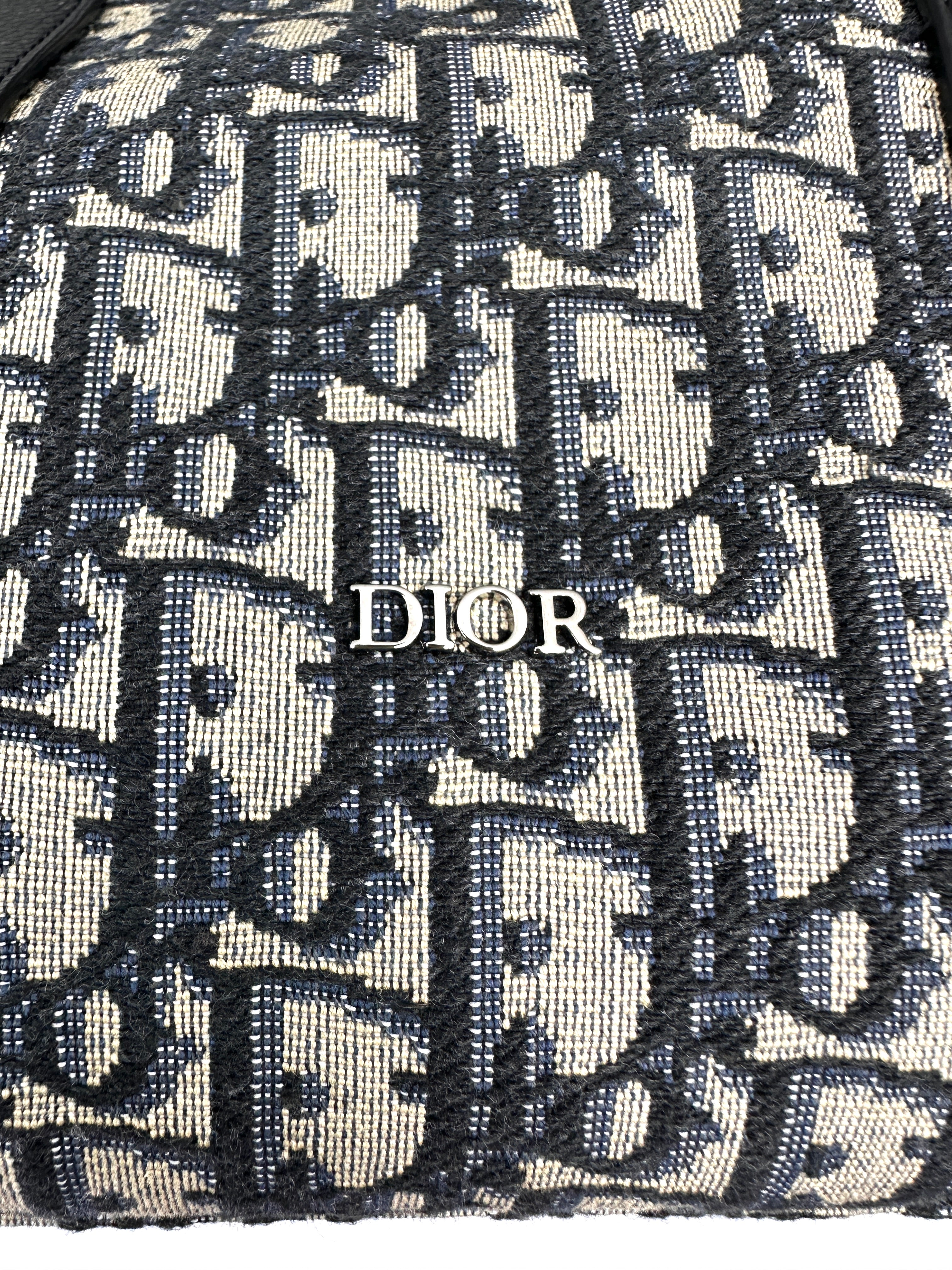 Christian Dior Lingot 50 Blue Oblique Canvas Handle Bag DRQ