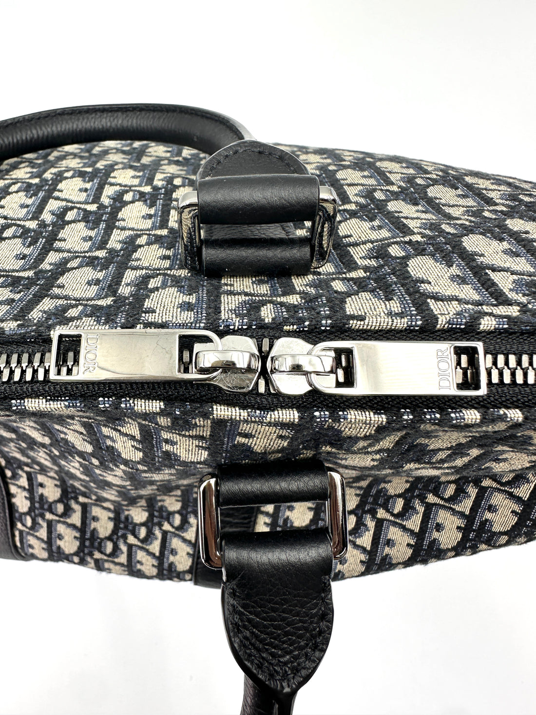 Christian Dior Lingot 50 Blue Oblique Canvas Handle Bag DRQ