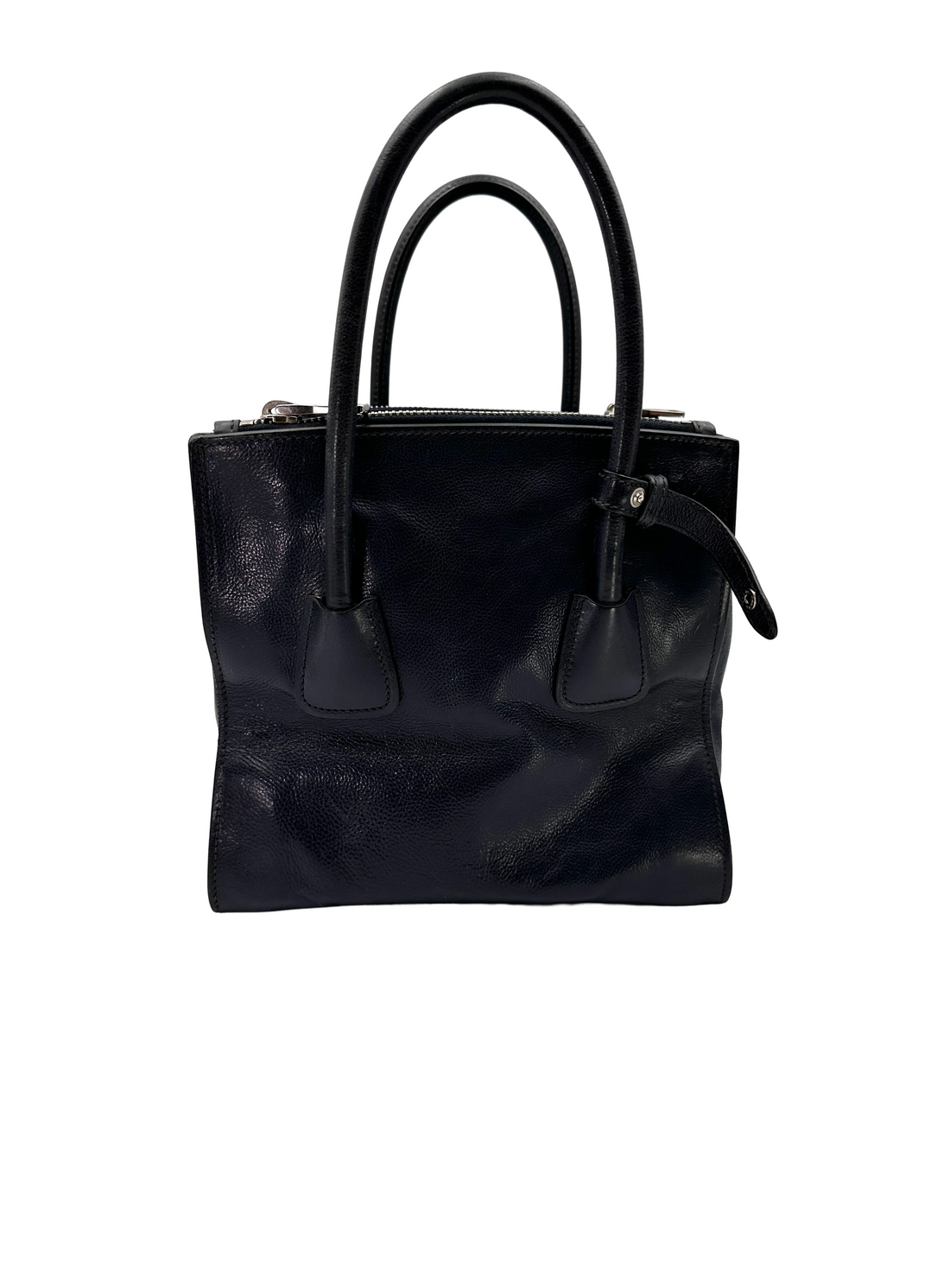 Prada Navy Leather 2Way Tote Handle Bag PR517