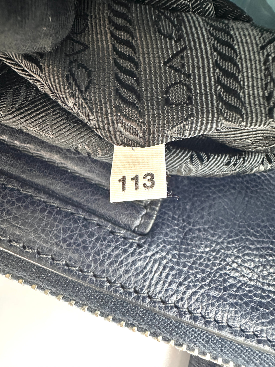 Prada Navy Leather 2Way Tote Handle Bag PR517