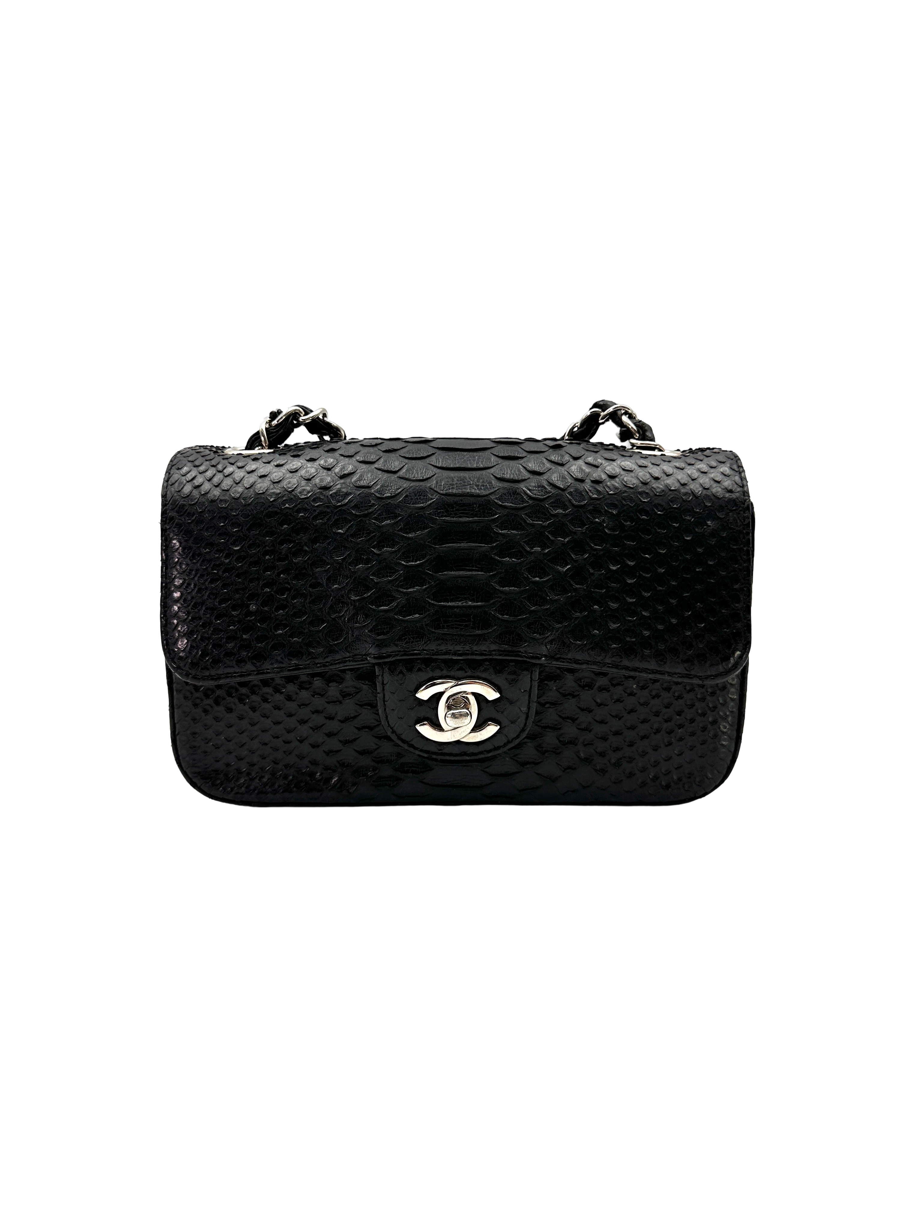 Chanel Classic Flap Black Python Leather Shoulder Bag(24***52) CC2302
