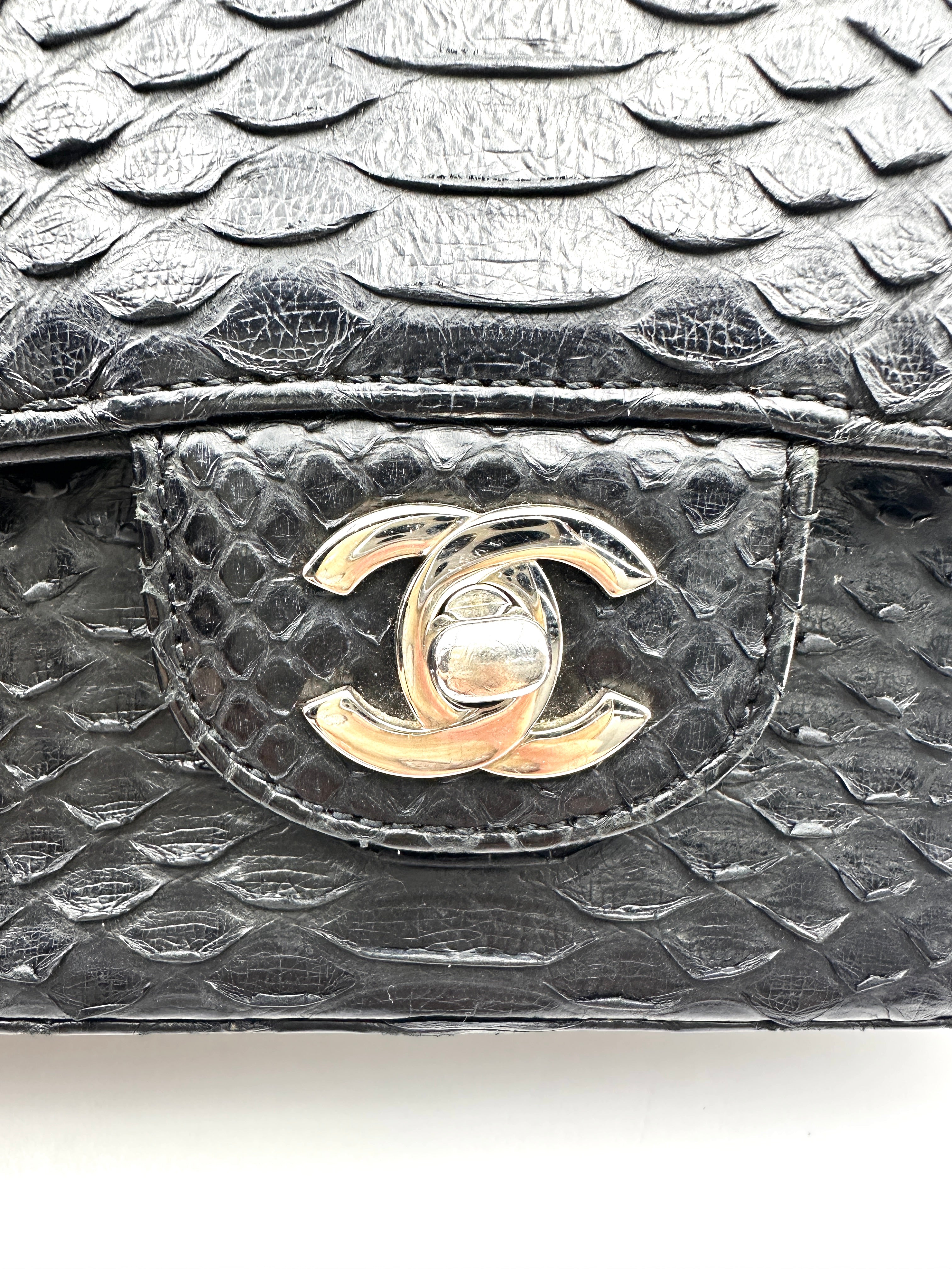 Chanel Classic Flap Black Python Leather Shoulder Bag(24***52) CC2302