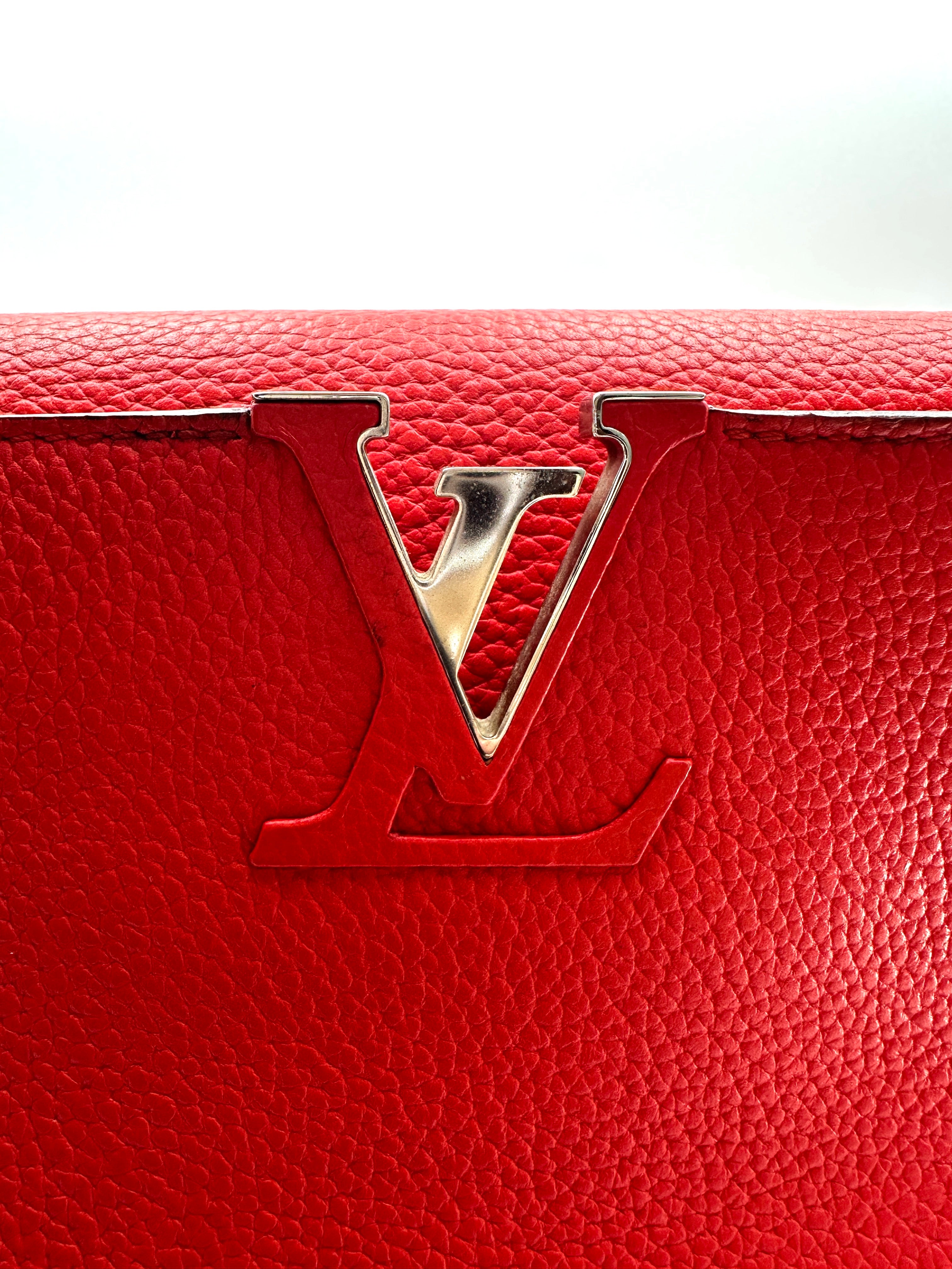 Louis Vuitton Capucines Red Taurillon Leather Handle Bag LV3139