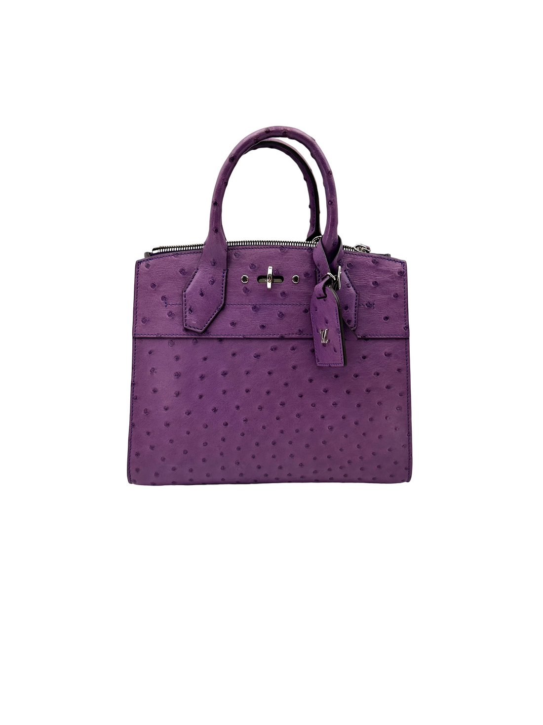 Louis Vuitton City Steamer Purple Ostrich Leather Handle Bag IRIS254