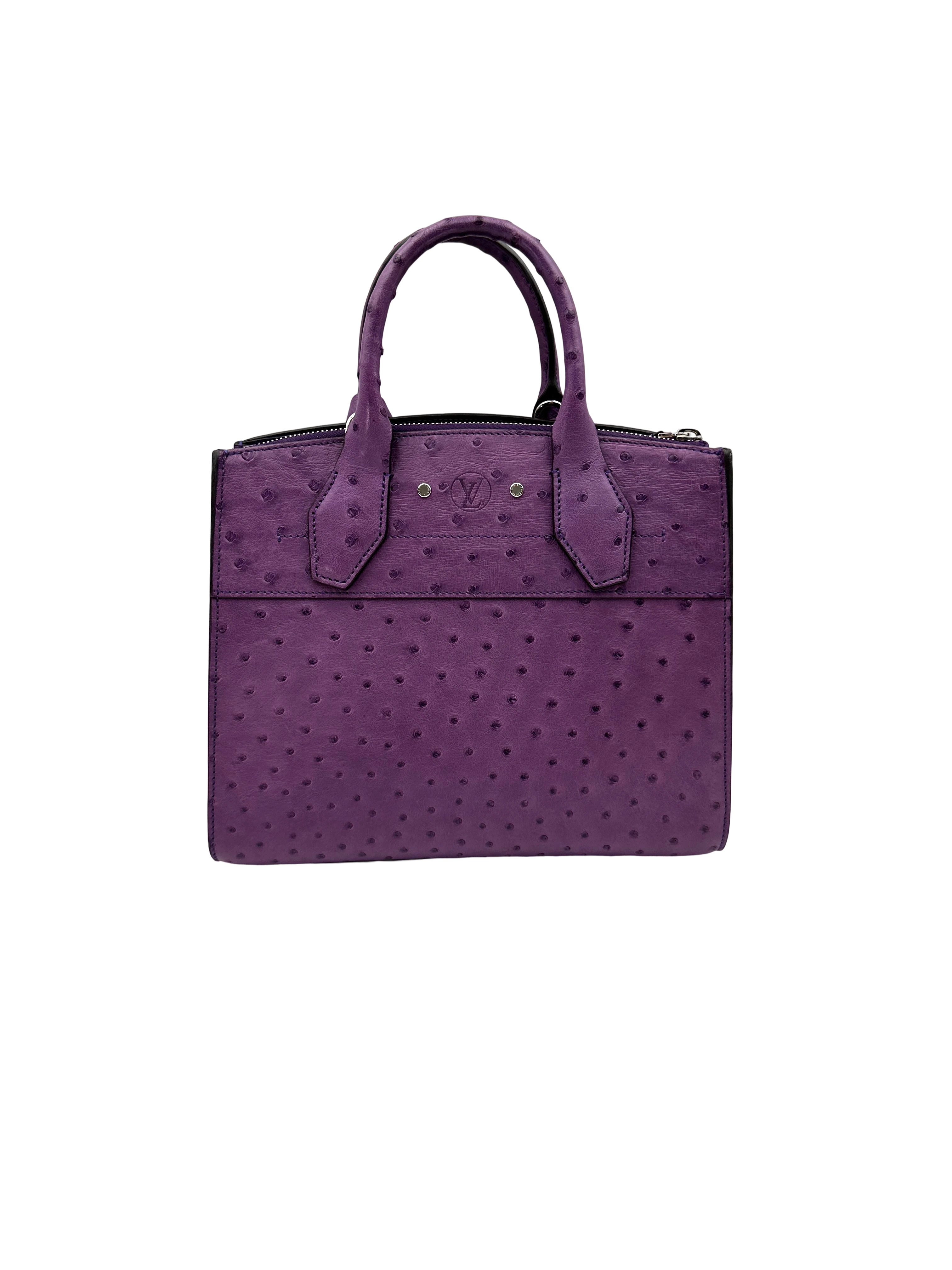 Louis Vuitton City Steamer Purple Ostrich Leather Handle Bag IRIS254