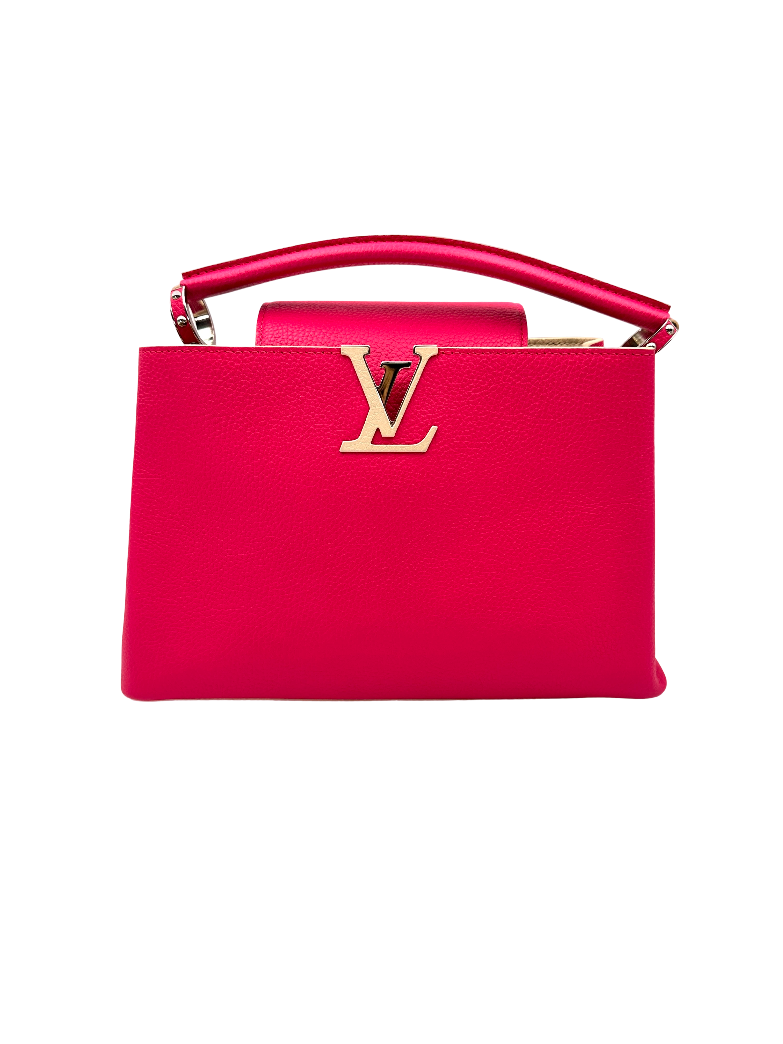 Louis Vuitton Capucines MM Pink Taurillon Leather Handle Bag LV3143