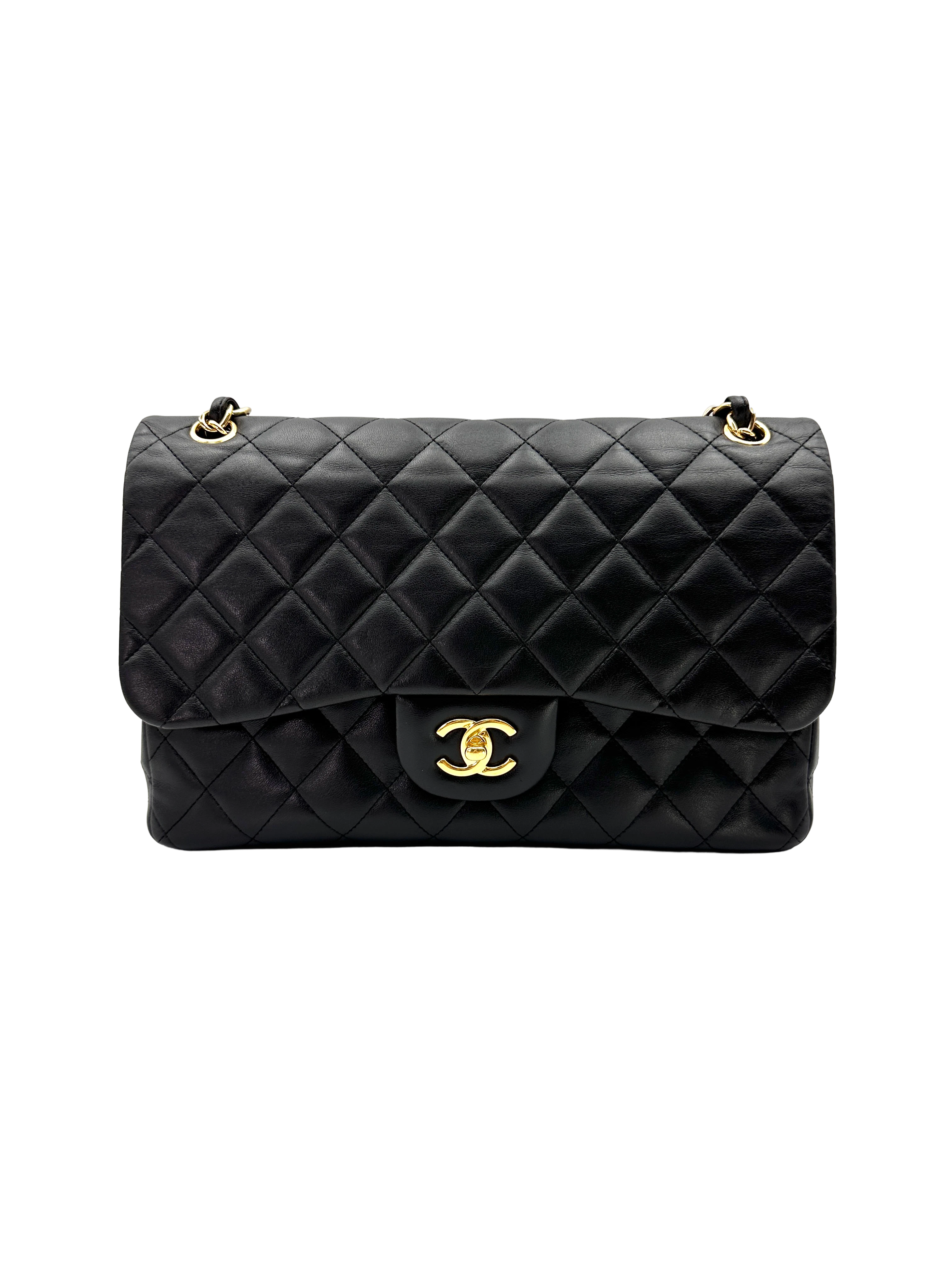 Chanel Classic Flap Black Quilted Leather Jumbo Shoulder Bag With Gold Buckle(23***57) CC2309