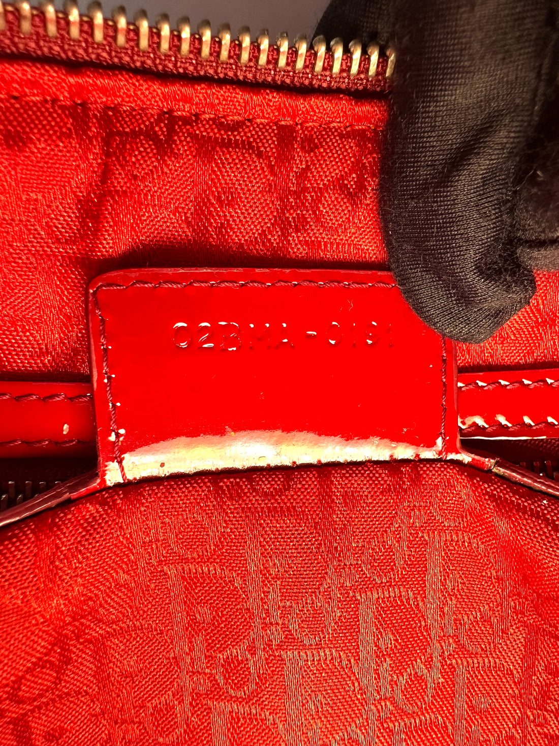 Christian Dior Lady Dior Red Cannage Patent Leather Handle Bag DR833