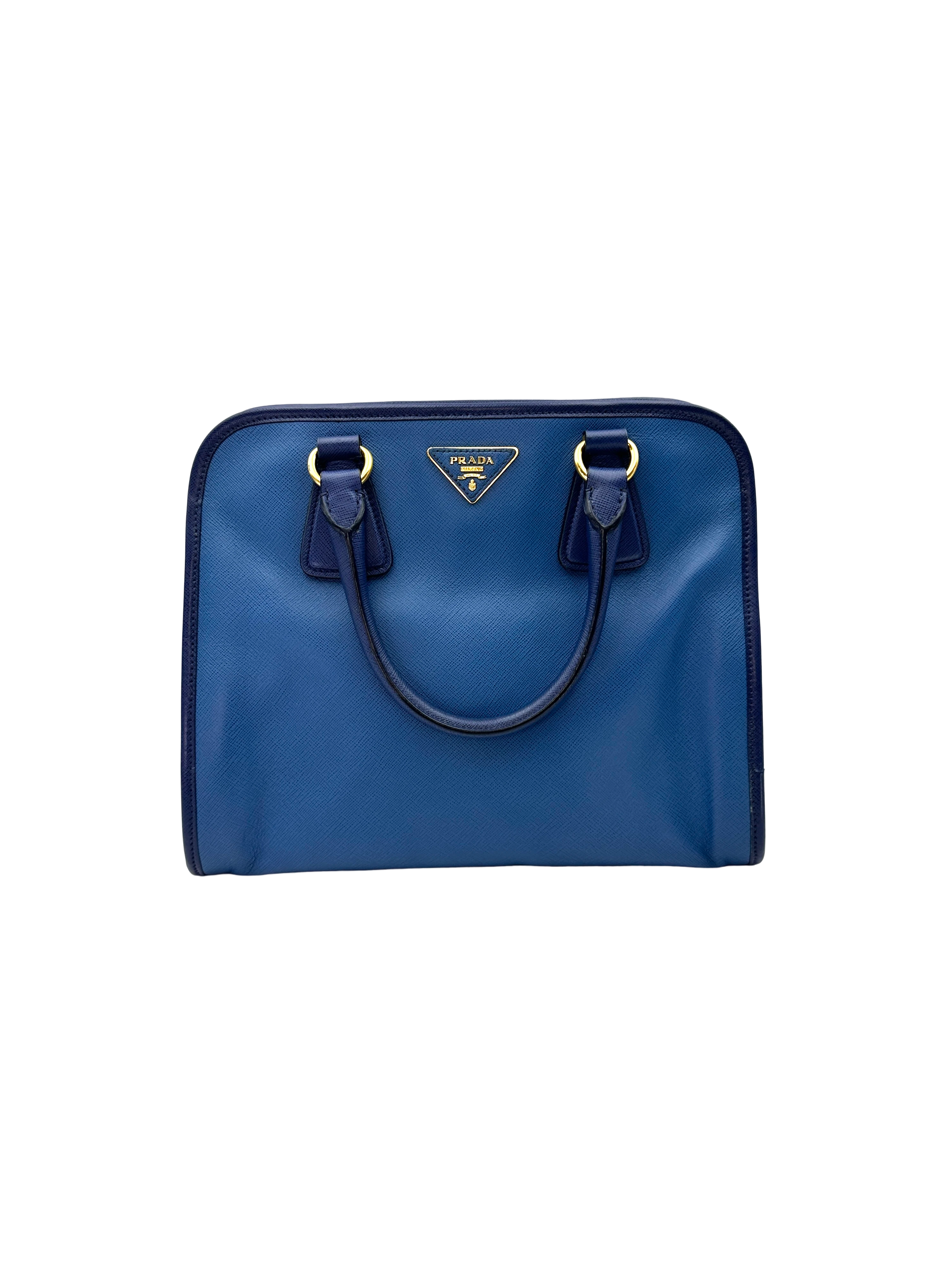 Prada Blue Saffiano Leather Handle Bag PR516