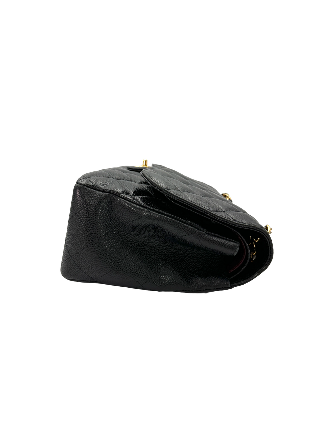 Chanel Classic Flap Black Quilted Leather Jumbo Shoulder Bag With Gold Buckle(15***45) CC2307