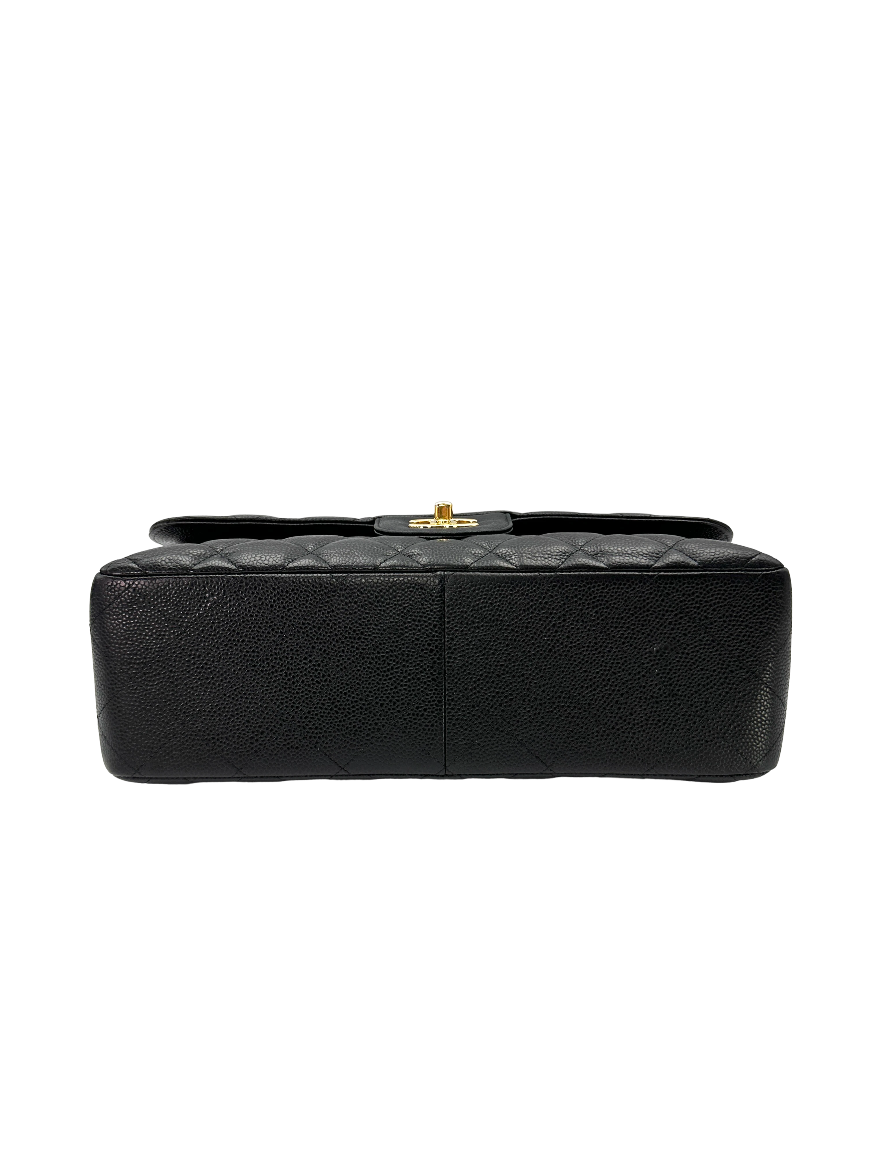 Chanel Classic Flap Black Quilted Leather Jumbo Shoulder Bag With Gold Buckle(15***45) CC2307