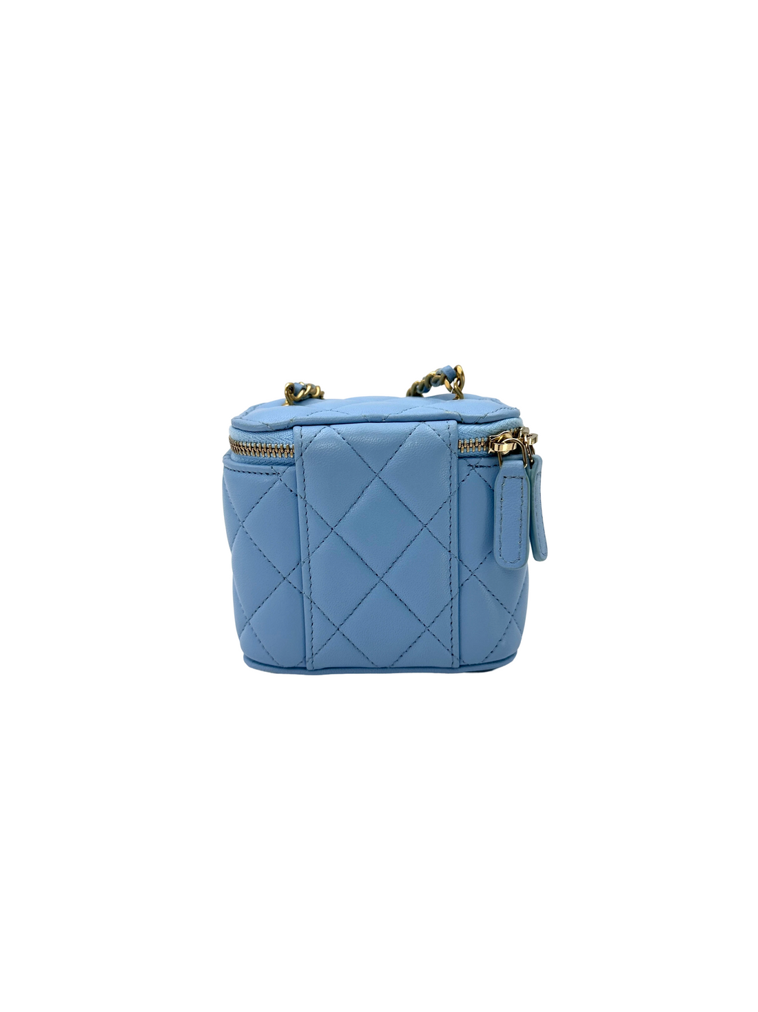Chanel Light Blue Quilted Leather Vanity Case(32***33) CC2305