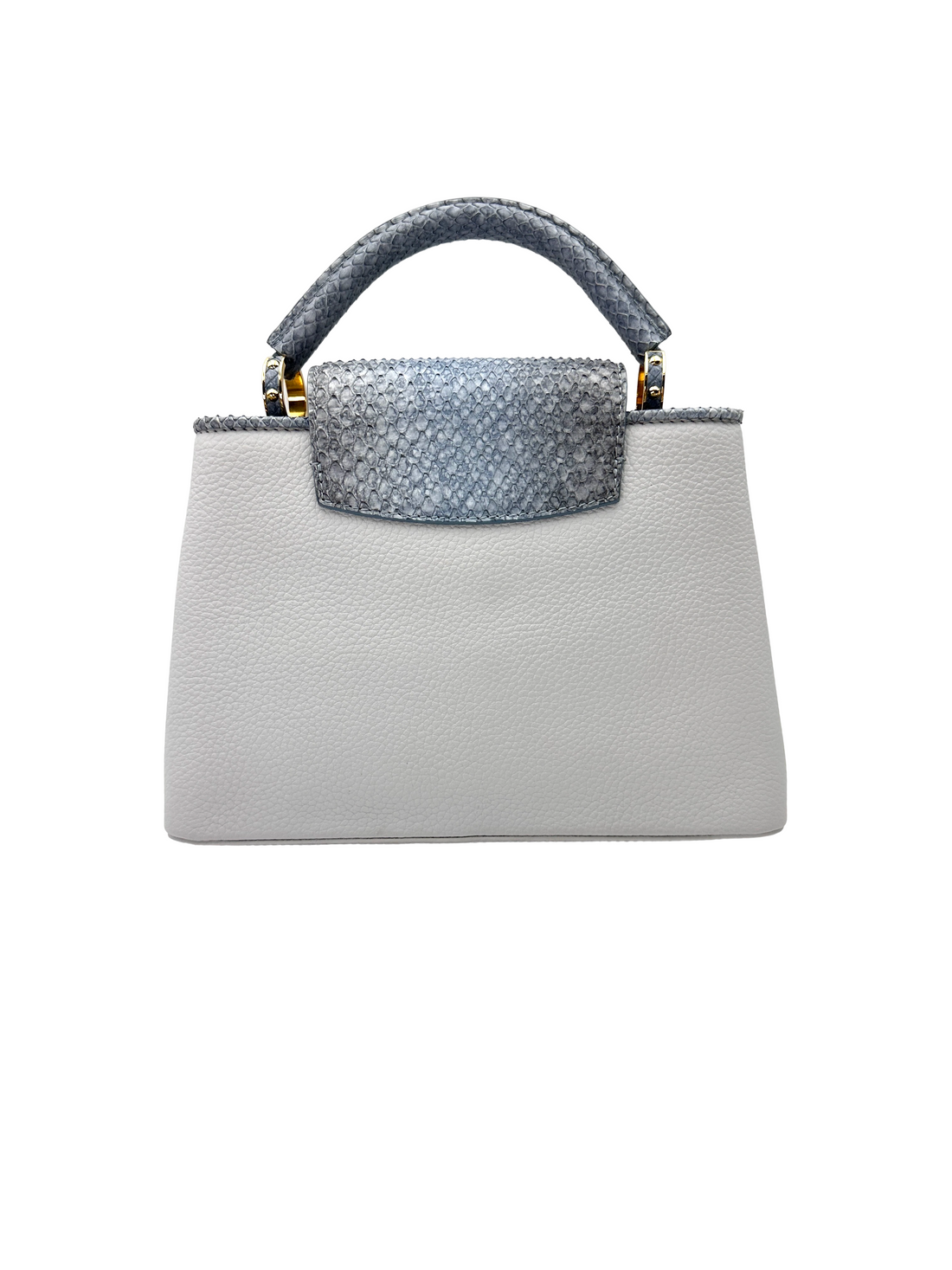 Louis Vuitton Capucines PM Light Blue Taurillon Leather Python Handle Bag LV3136