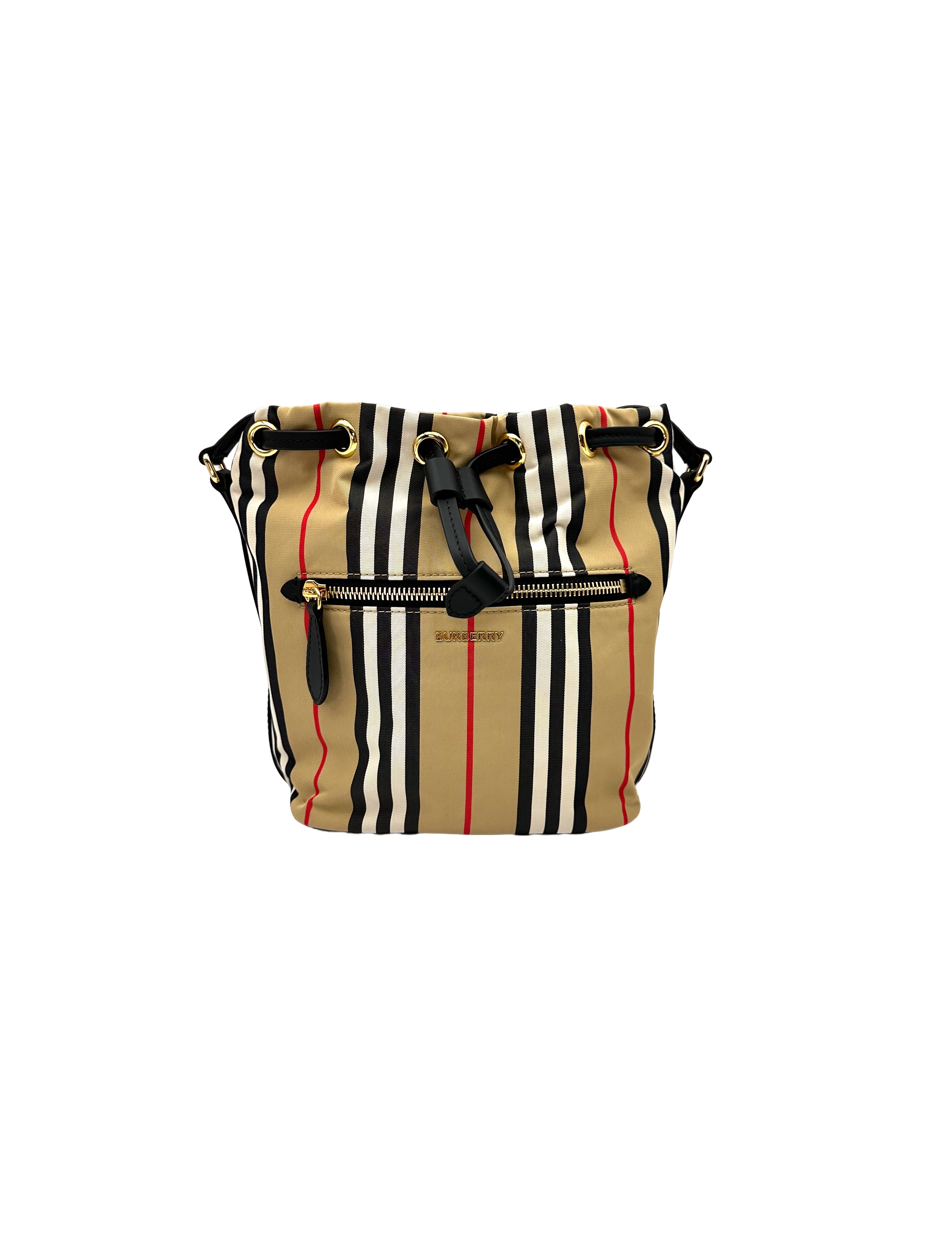 Burberry Check Nylon Drawstring Bucket Bag BR73