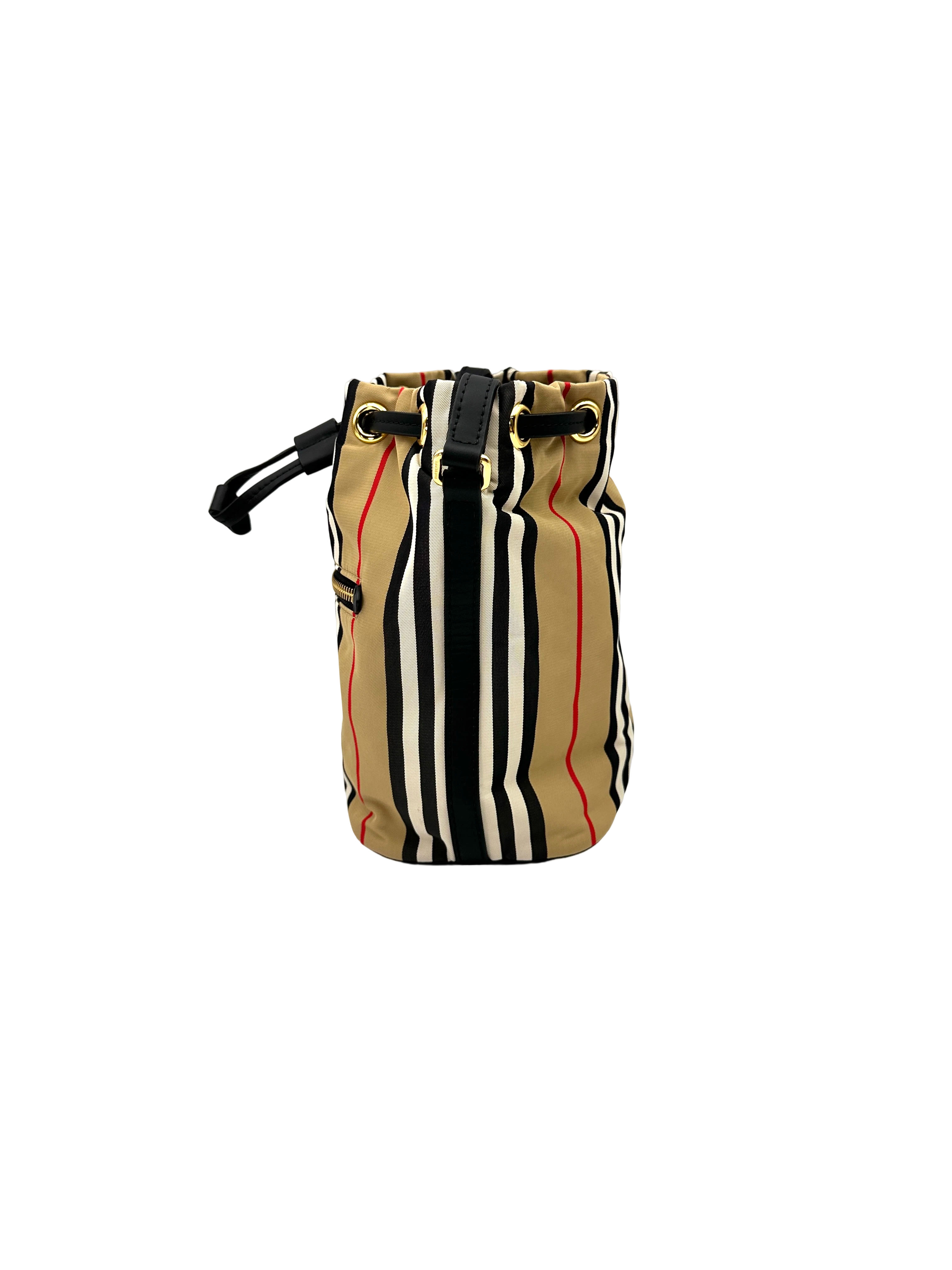 Burberry Check Nylon Drawstring Bucket Bag BR73