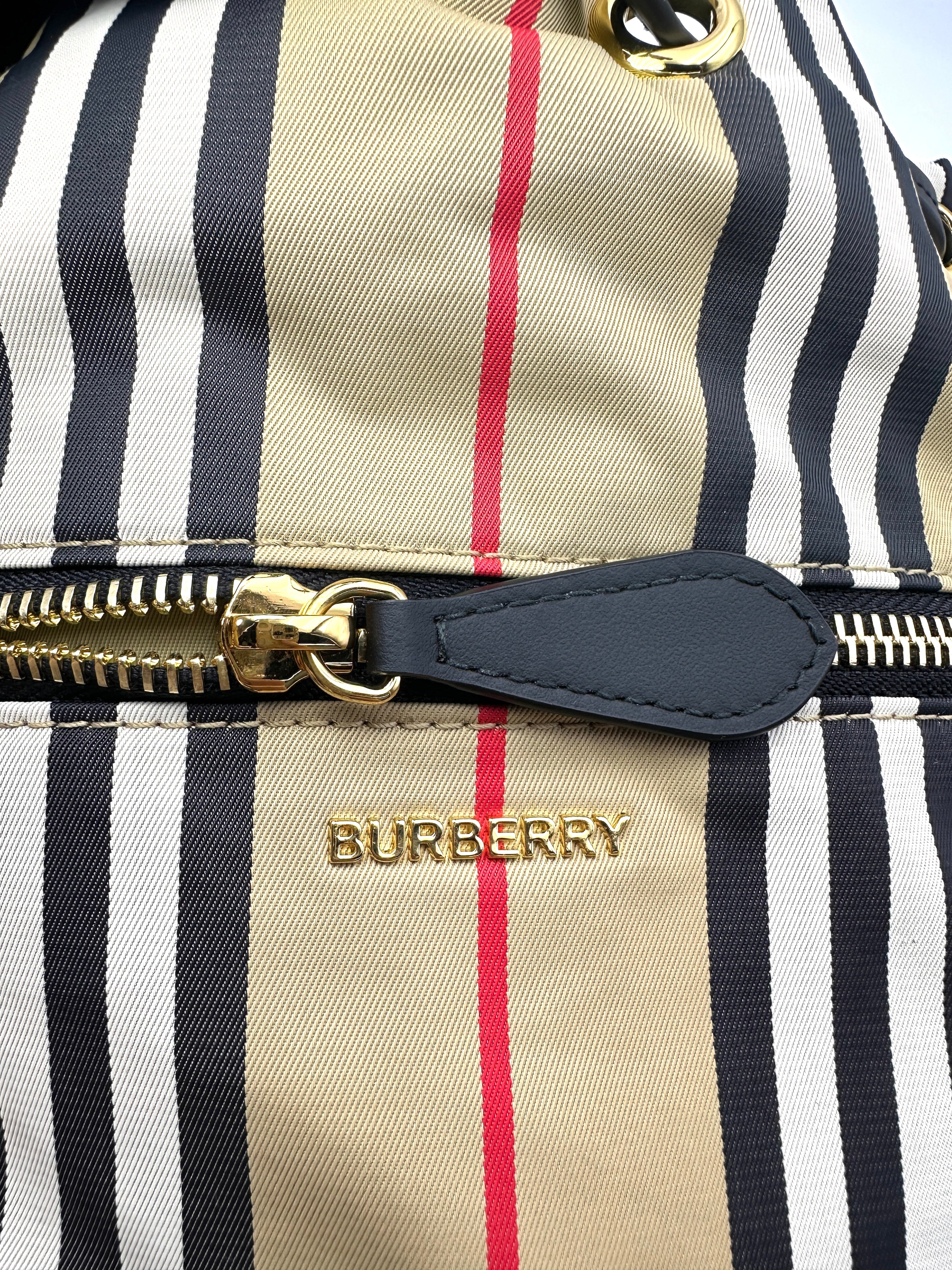 Burberry Check Nylon Drawstring Bucket Bag BR73