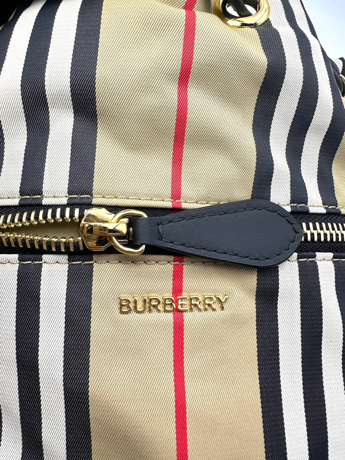 Burberry Check Nylon Drawstring Bucket Bag BR73
